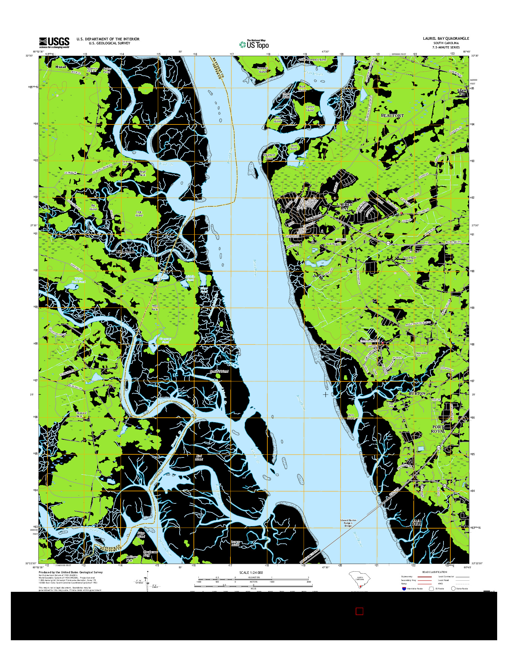 USGS US TOPO 7.5-MINUTE MAP FOR LAUREL BAY, SC 2017