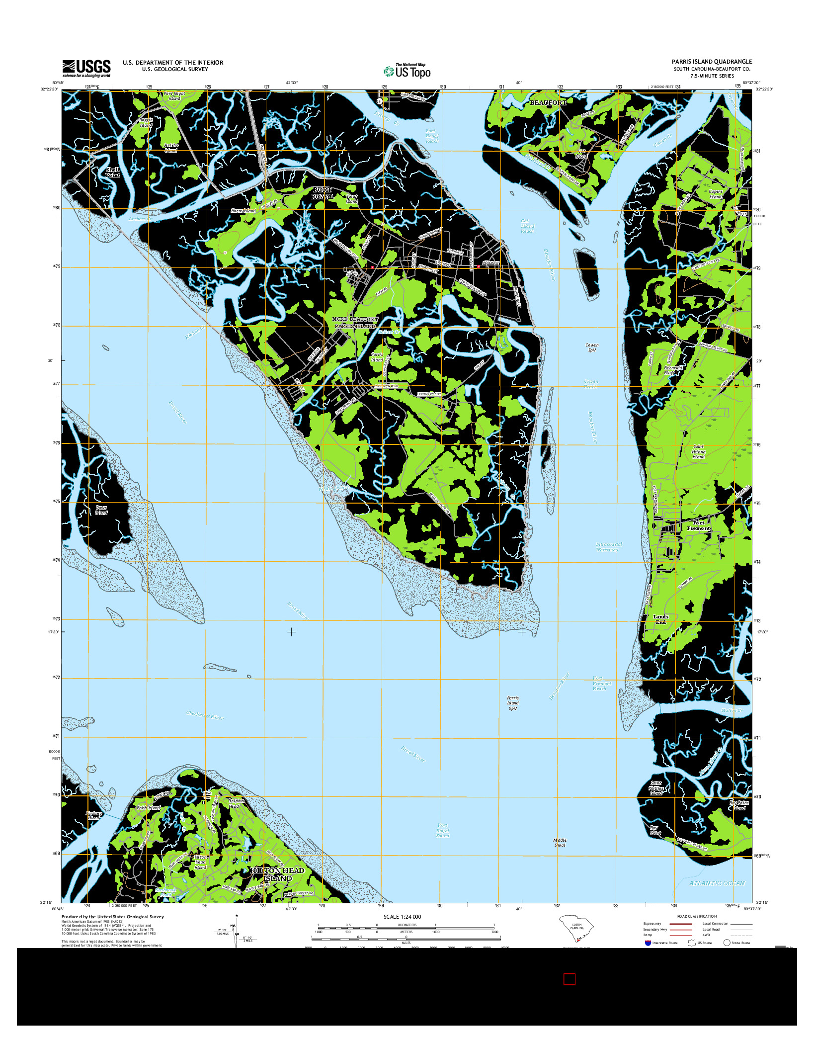 USGS US TOPO 7.5-MINUTE MAP FOR PARRIS ISLAND, SC 2017