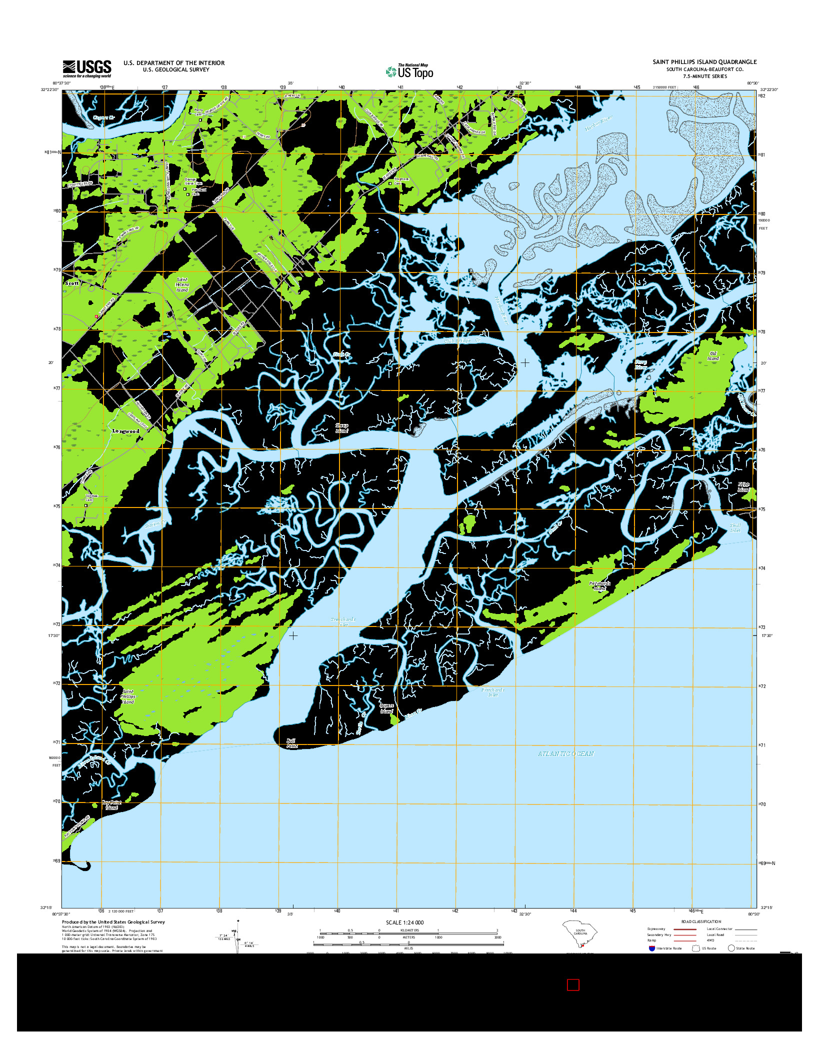 USGS US TOPO 7.5-MINUTE MAP FOR SAINT PHILLIPS ISLAND, SC 2017