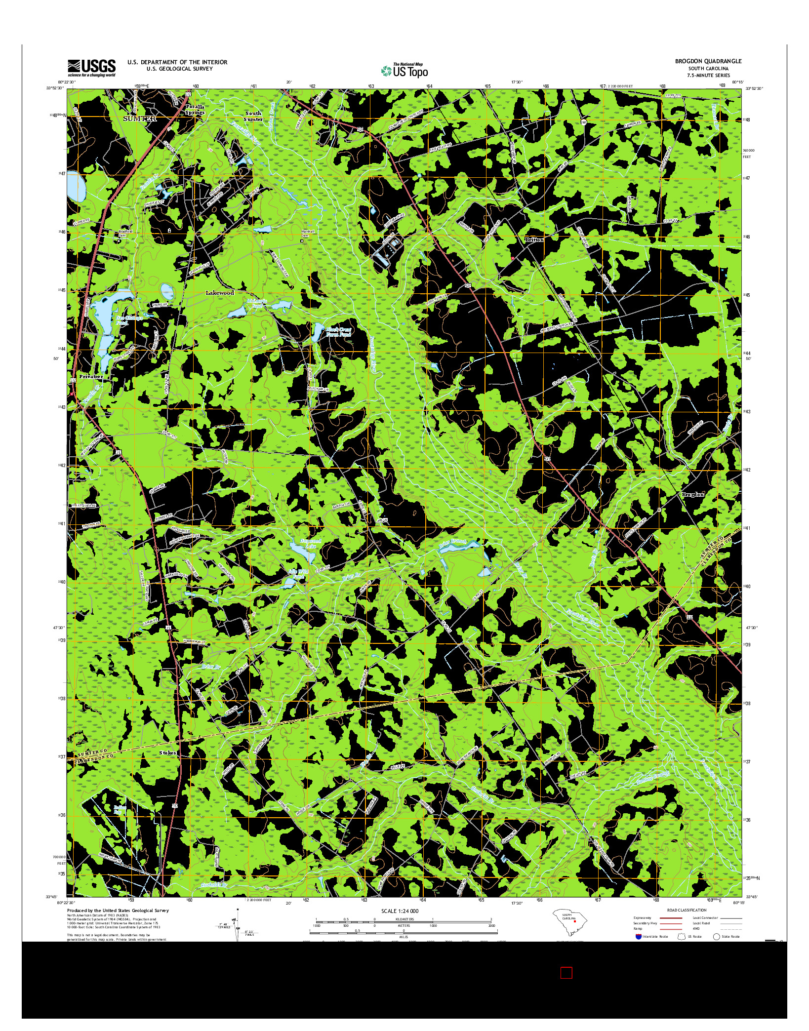 USGS US TOPO 7.5-MINUTE MAP FOR BROGDON, SC 2017