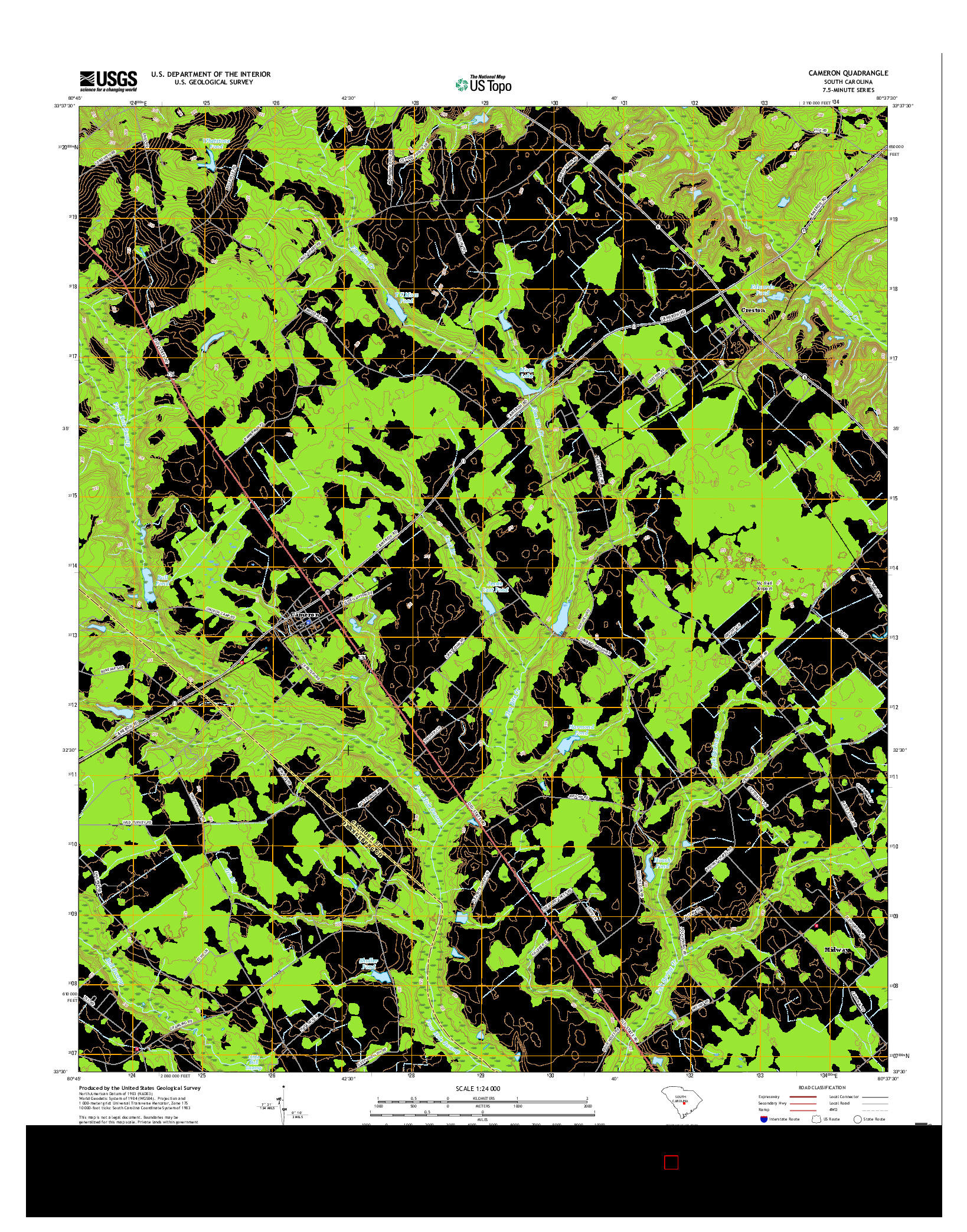 USGS US TOPO 7.5-MINUTE MAP FOR CAMERON, SC 2017