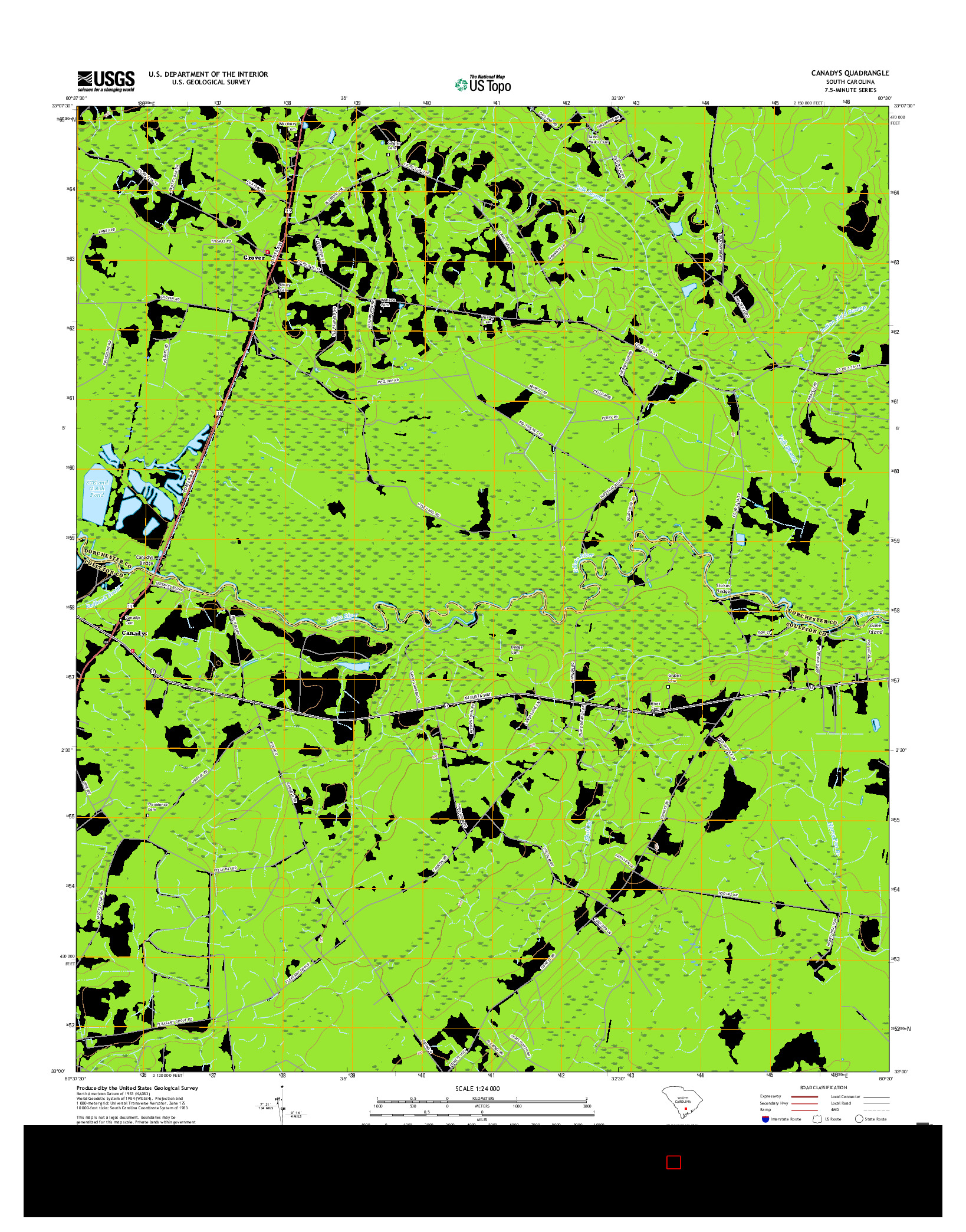 USGS US TOPO 7.5-MINUTE MAP FOR CANADYS, SC 2017