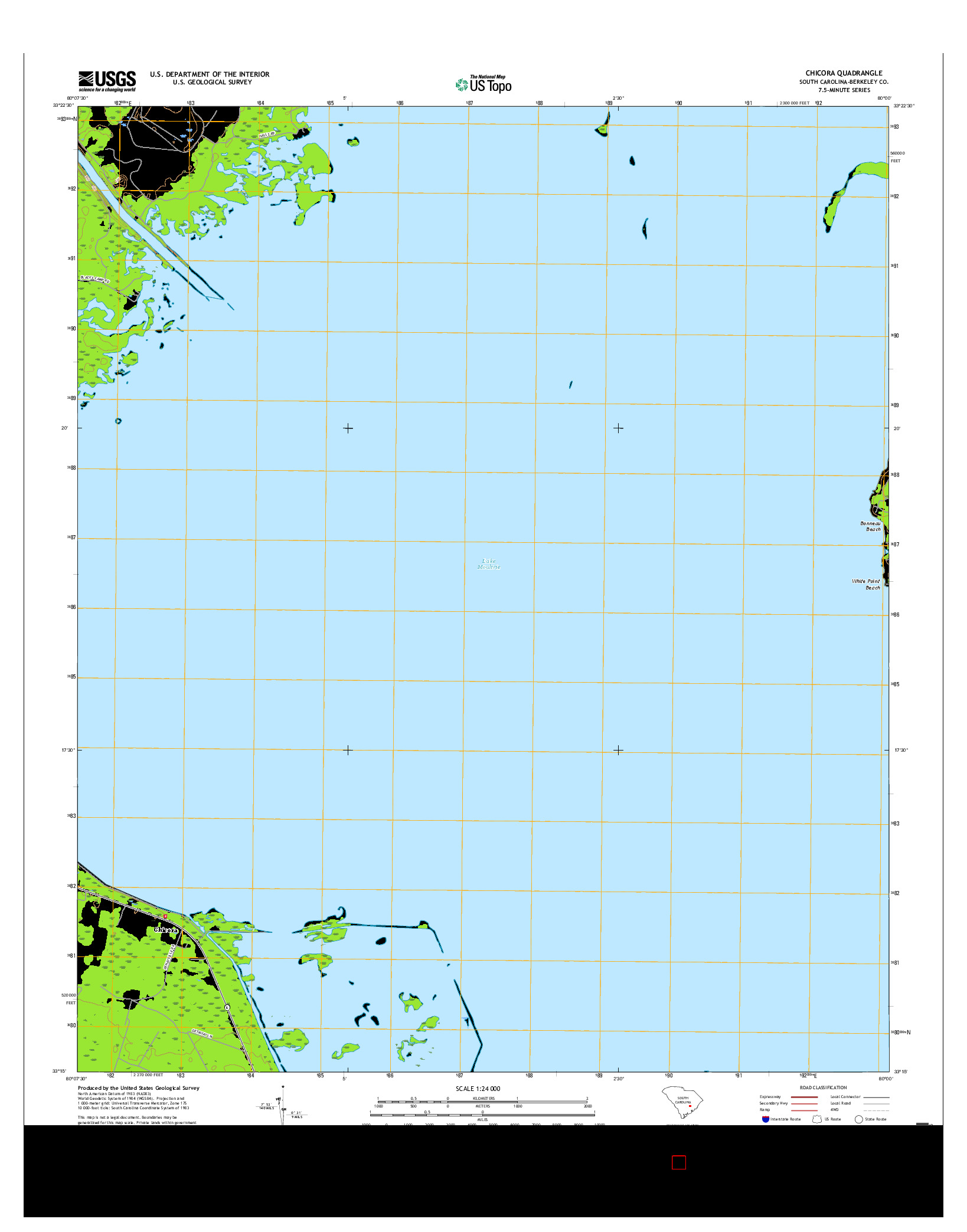 USGS US TOPO 7.5-MINUTE MAP FOR CHICORA, SC 2017