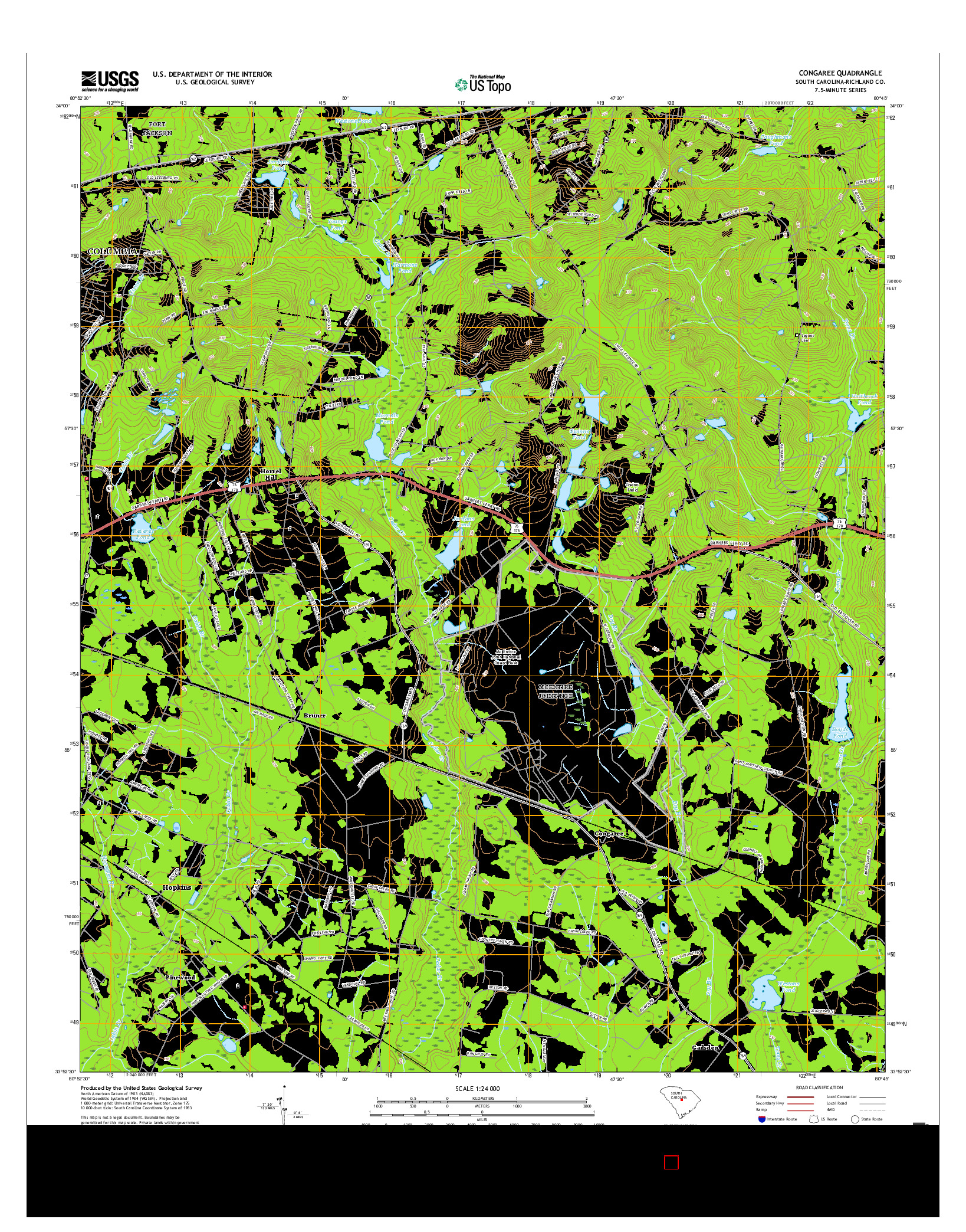 USGS US TOPO 7.5-MINUTE MAP FOR CONGAREE, SC 2017