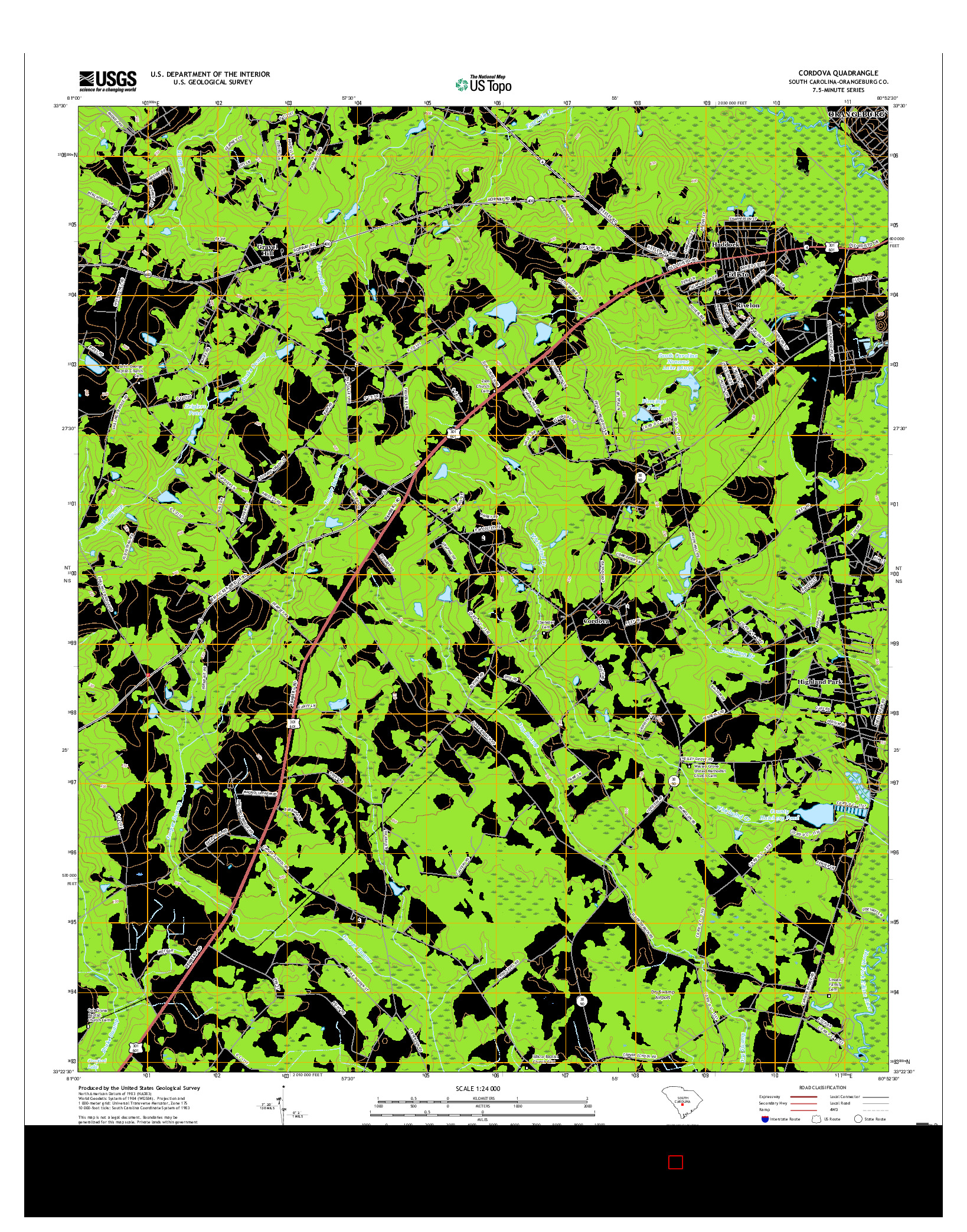 USGS US TOPO 7.5-MINUTE MAP FOR CORDOVA, SC 2017