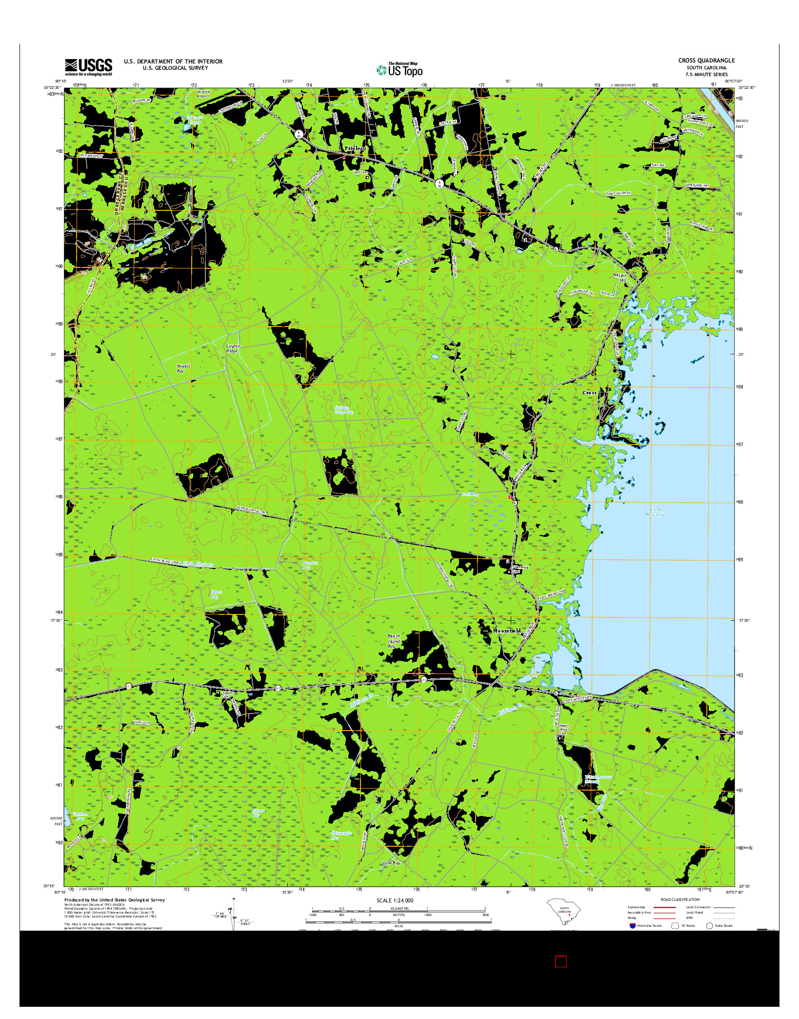 USGS US TOPO 7.5-MINUTE MAP FOR CROSS, SC 2017