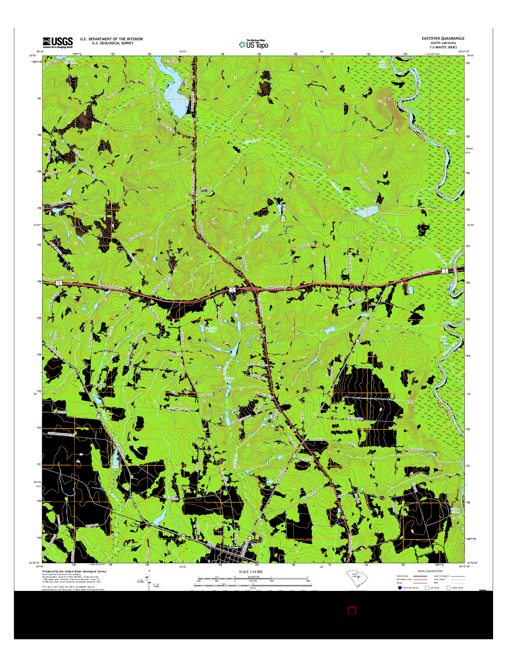 USGS US TOPO 7.5-MINUTE MAP FOR EASTOVER, SC 2017