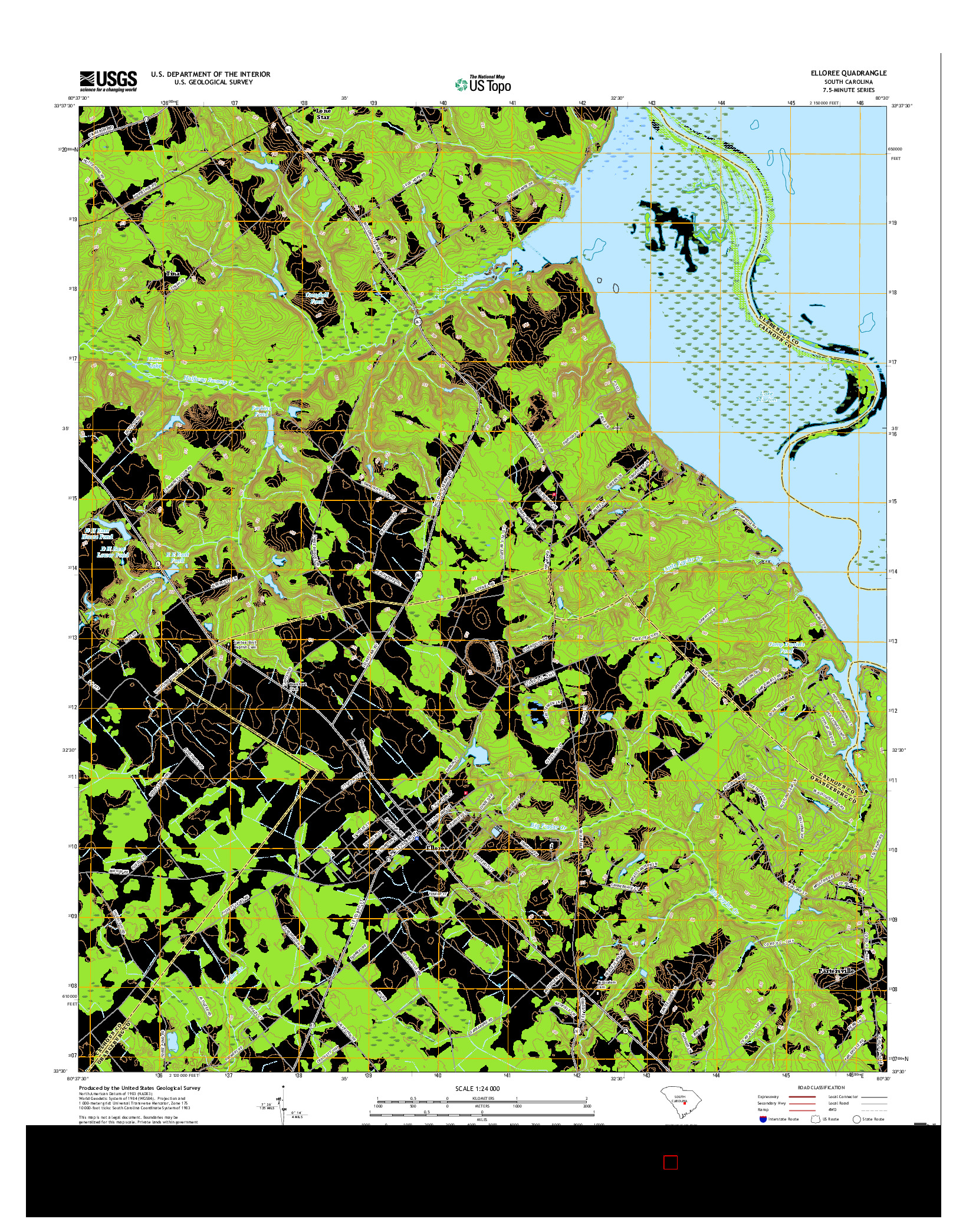 USGS US TOPO 7.5-MINUTE MAP FOR ELLOREE, SC 2017