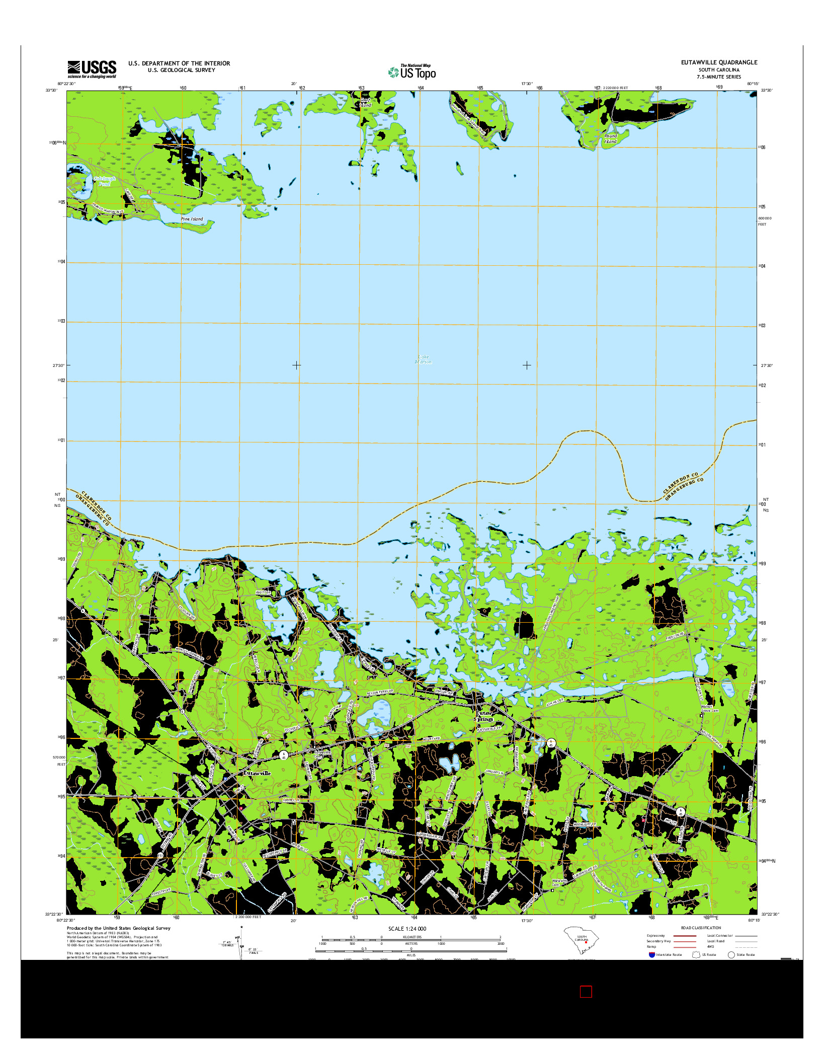 USGS US TOPO 7.5-MINUTE MAP FOR EUTAWVILLE, SC 2017