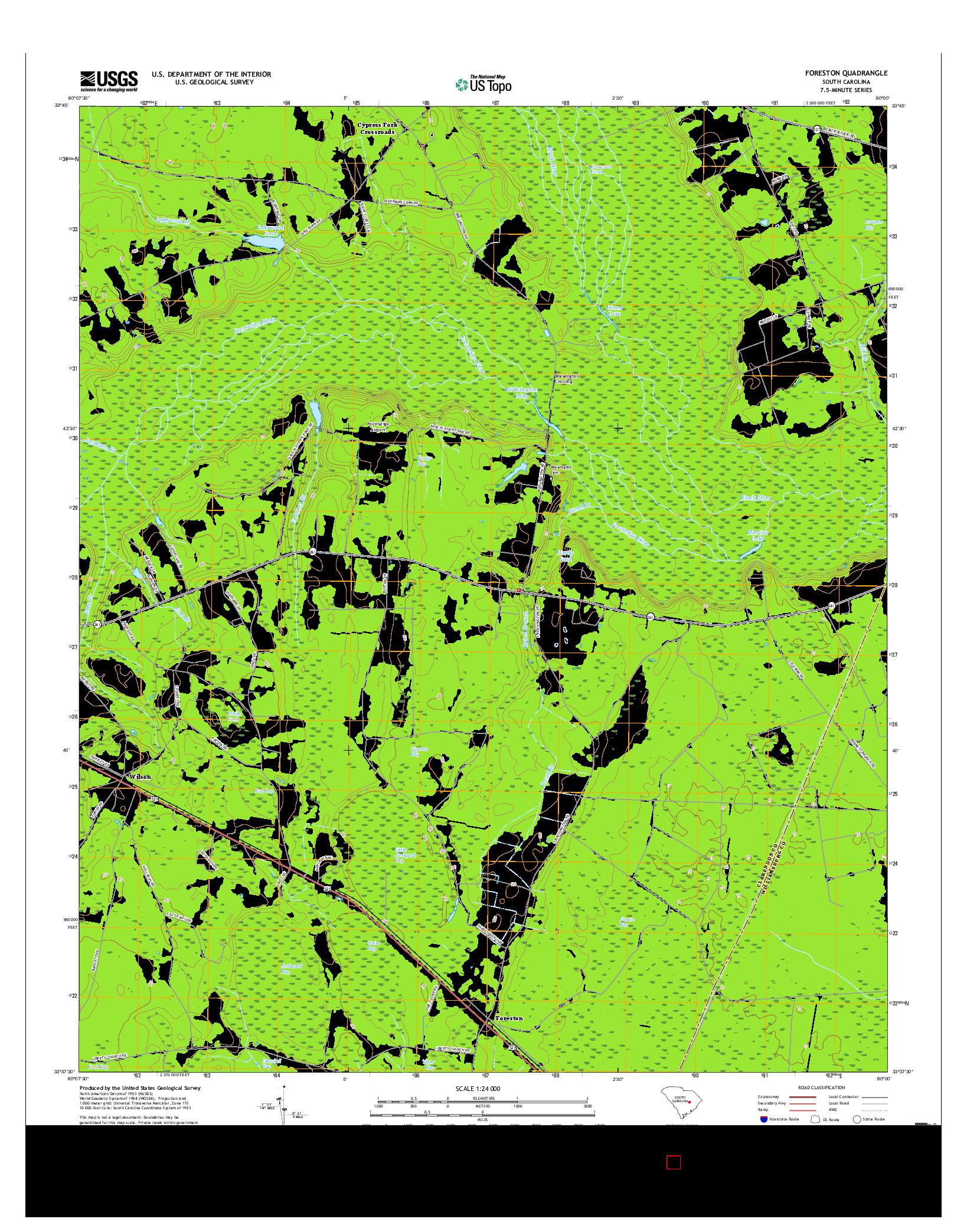 USGS US TOPO 7.5-MINUTE MAP FOR FORESTON, SC 2017