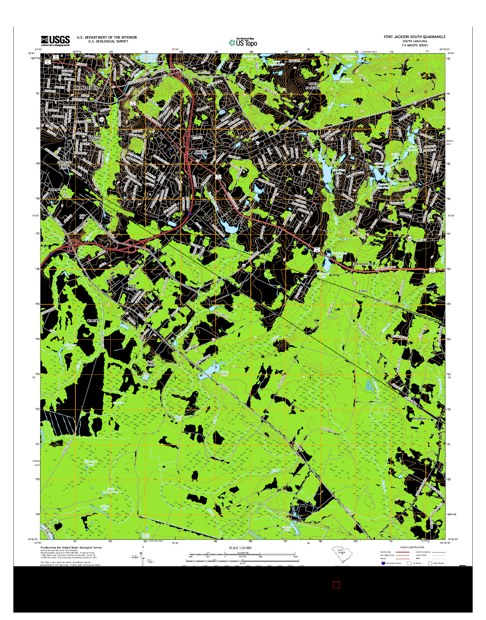 USGS US TOPO 7.5-MINUTE MAP FOR FORT JACKSON SOUTH, SC 2017