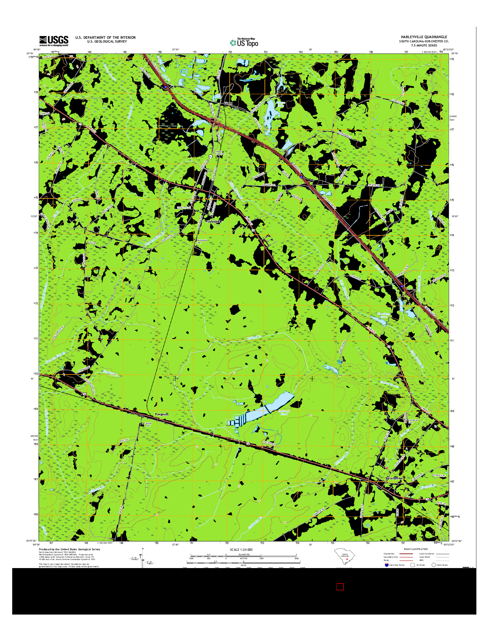 USGS US TOPO 7.5-MINUTE MAP FOR HARLEYVILLE, SC 2017