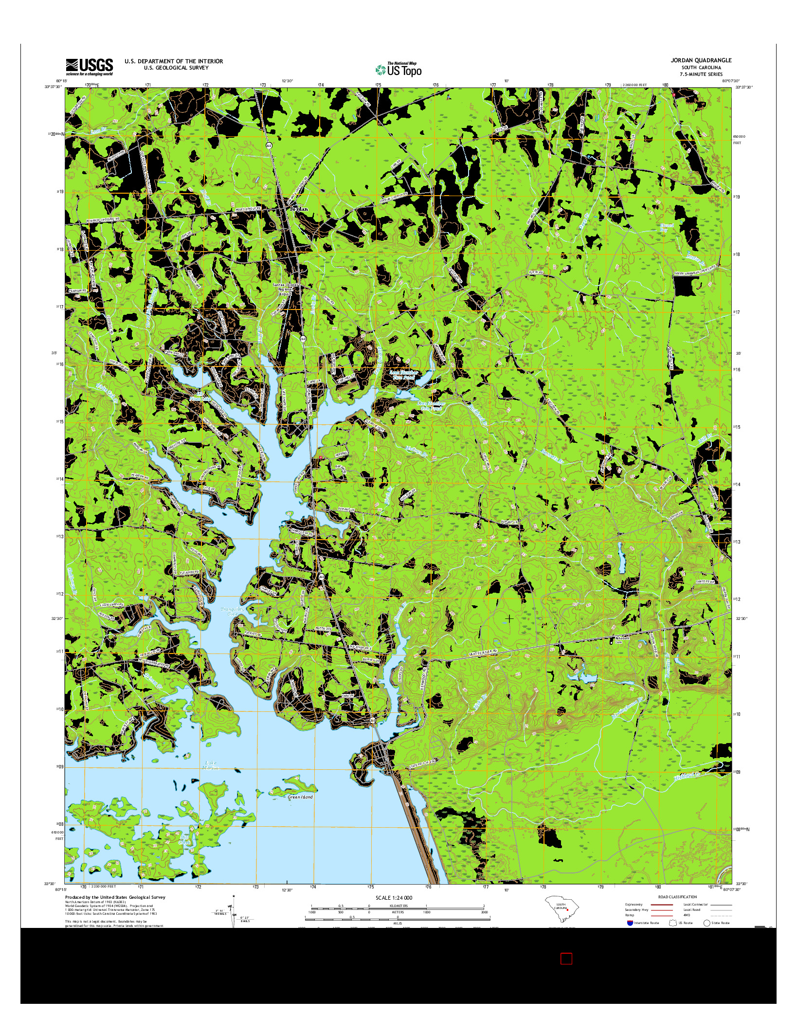 USGS US TOPO 7.5-MINUTE MAP FOR JORDAN, SC 2017