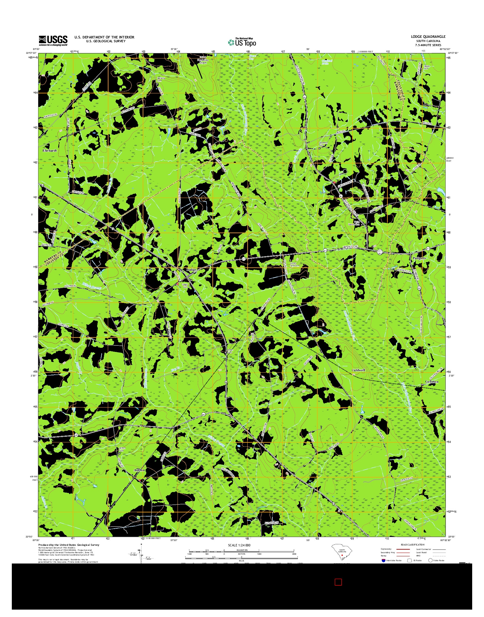 USGS US TOPO 7.5-MINUTE MAP FOR LODGE, SC 2017