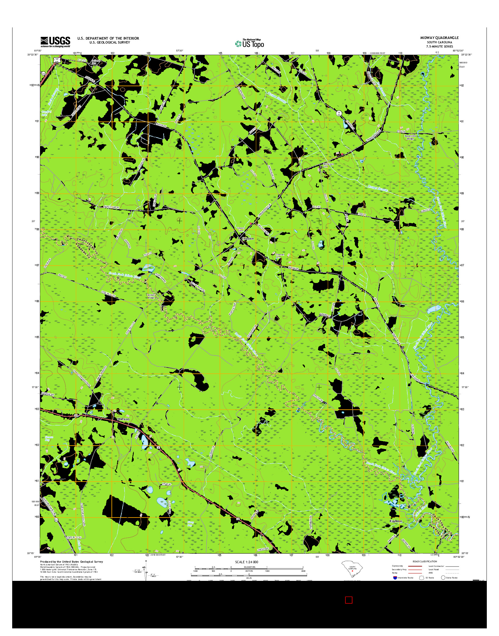 USGS US TOPO 7.5-MINUTE MAP FOR MIDWAY, SC 2017