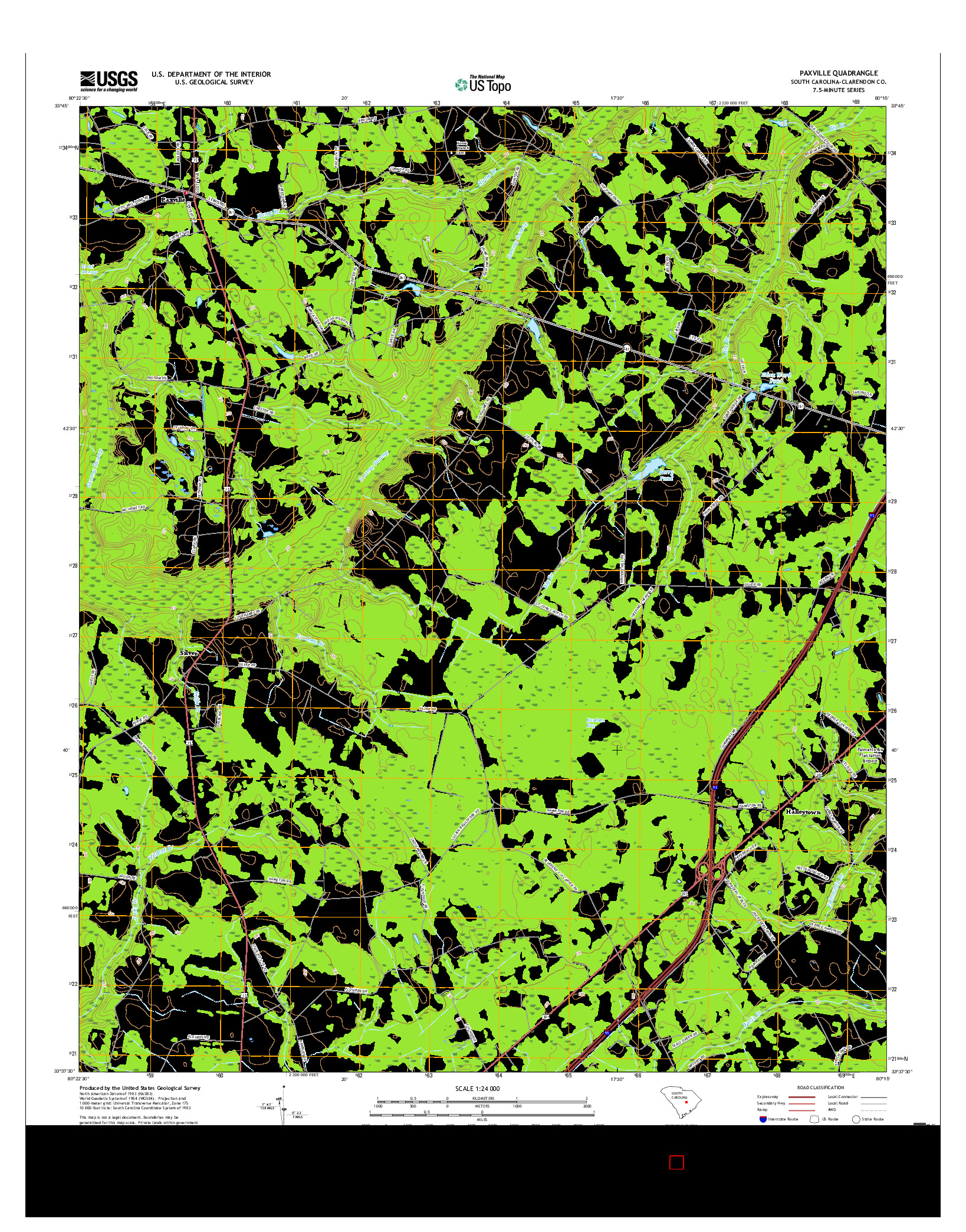 USGS US TOPO 7.5-MINUTE MAP FOR PAXVILLE, SC 2017