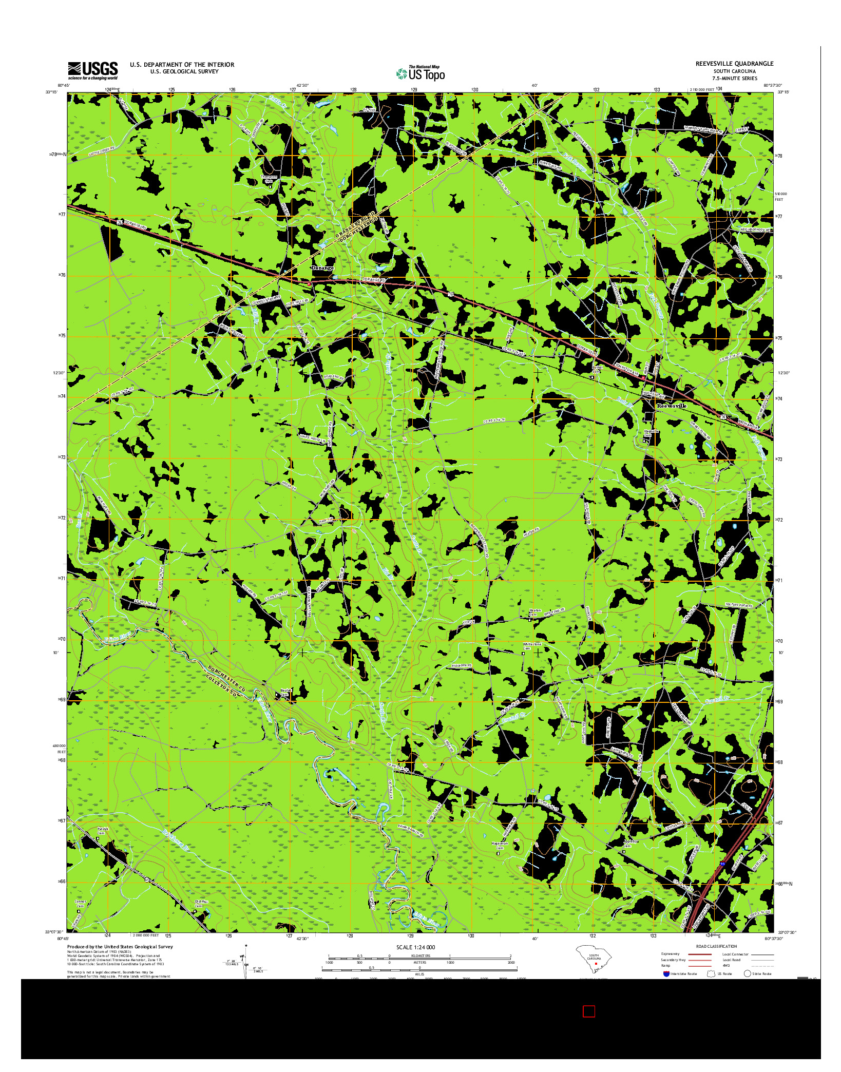 USGS US TOPO 7.5-MINUTE MAP FOR REEVESVILLE, SC 2017