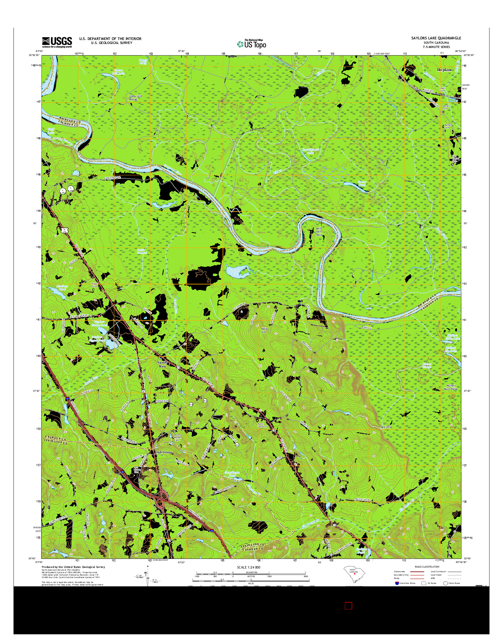 USGS US TOPO 7.5-MINUTE MAP FOR SAYLORS LAKE, SC 2017