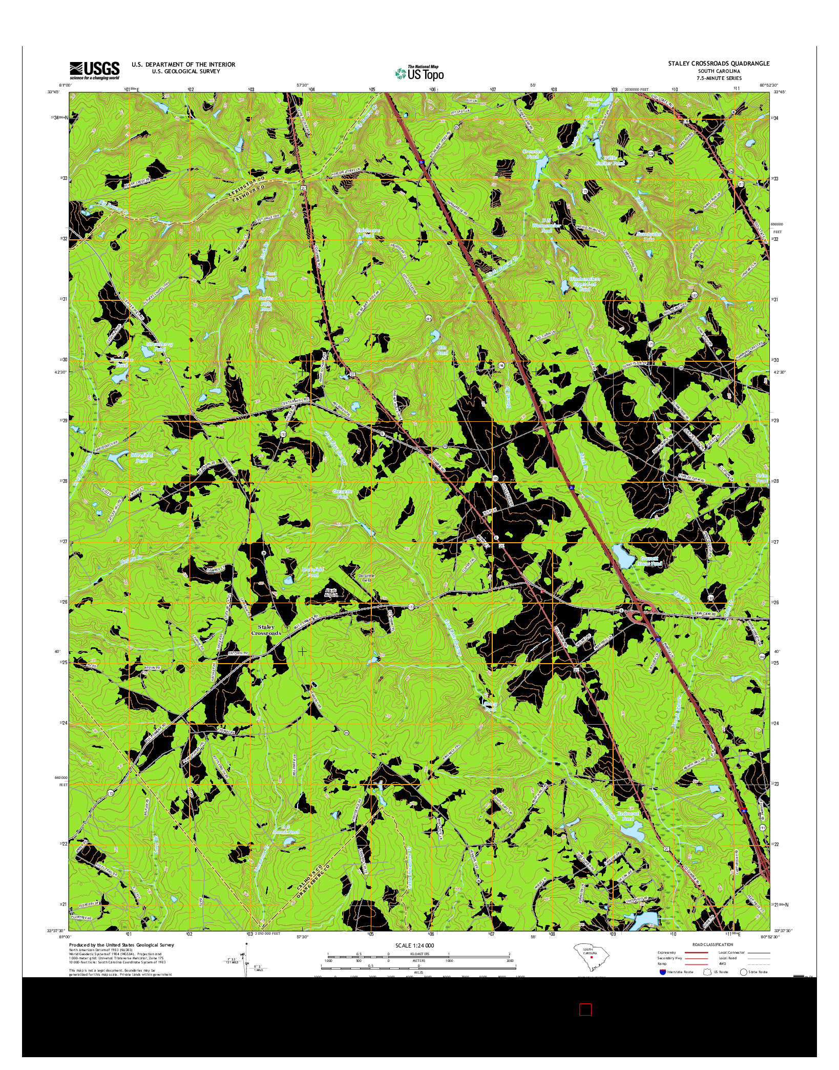 USGS US TOPO 7.5-MINUTE MAP FOR STALEY CROSSROADS, SC 2017