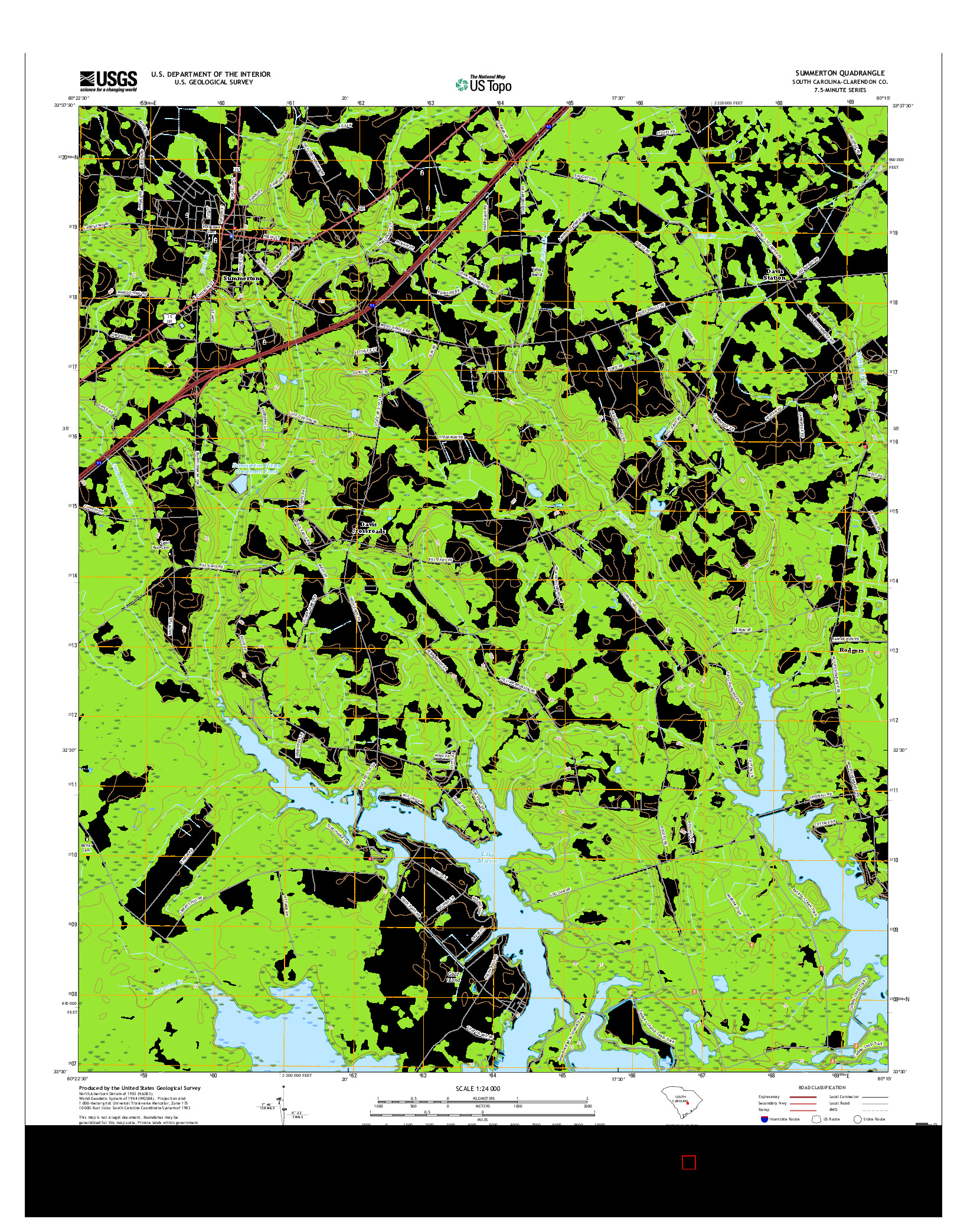 USGS US TOPO 7.5-MINUTE MAP FOR SUMMERTON, SC 2017