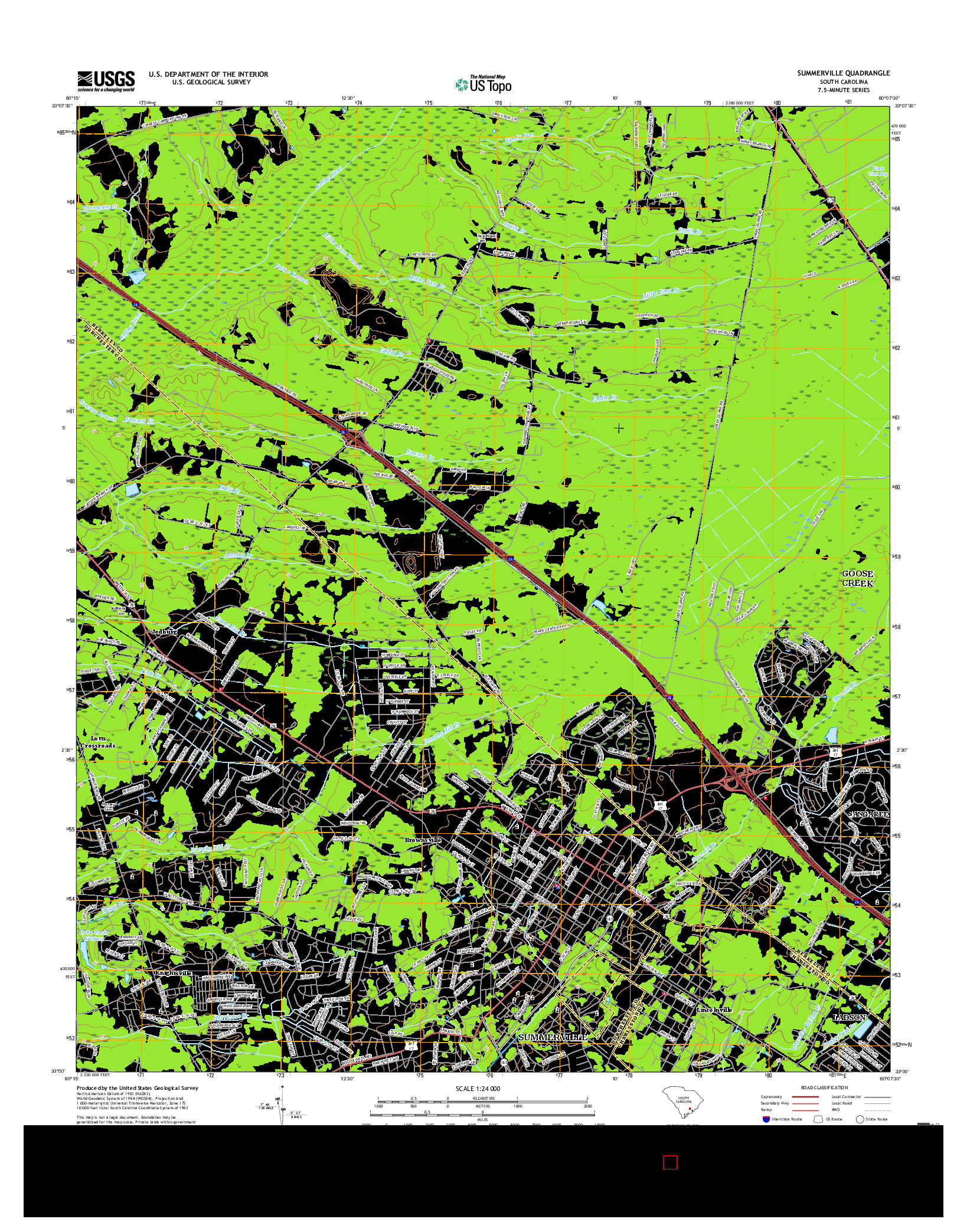 USGS US TOPO 7.5-MINUTE MAP FOR SUMMERVILLE, SC 2017