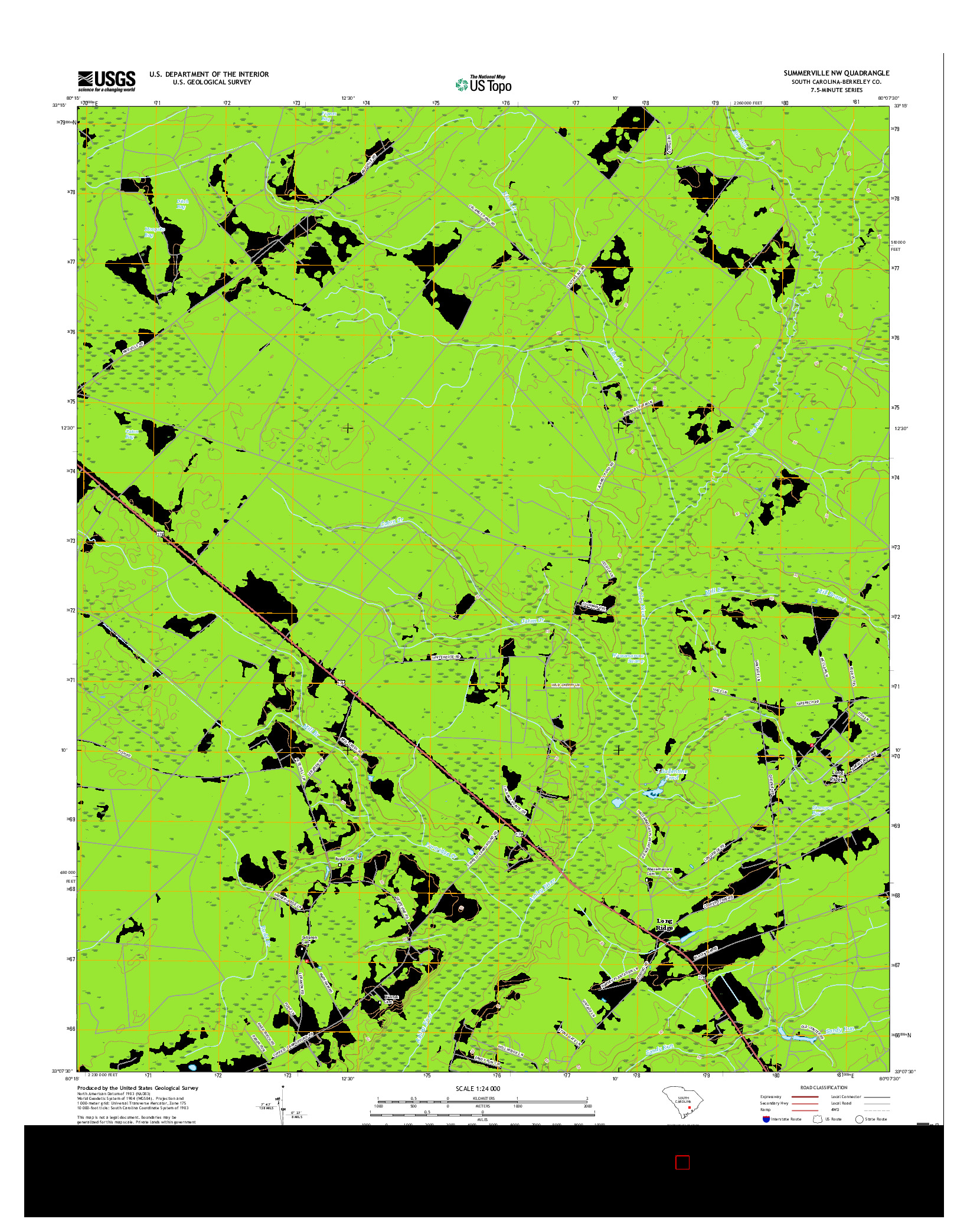 USGS US TOPO 7.5-MINUTE MAP FOR SUMMERVILLE NW, SC 2017