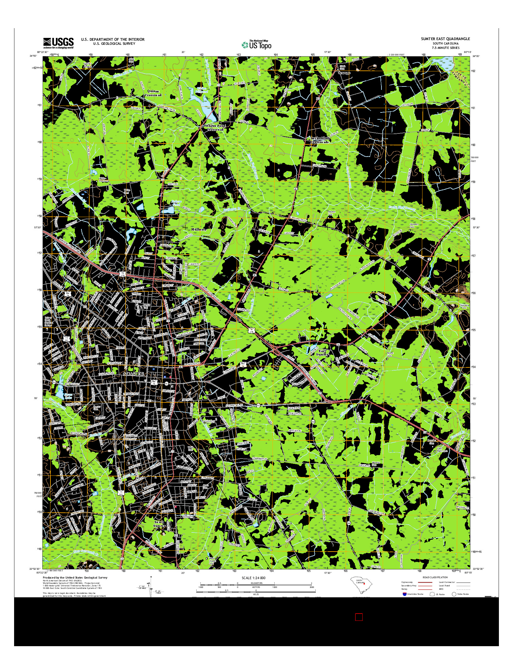 USGS US TOPO 7.5-MINUTE MAP FOR SUMTER EAST, SC 2017