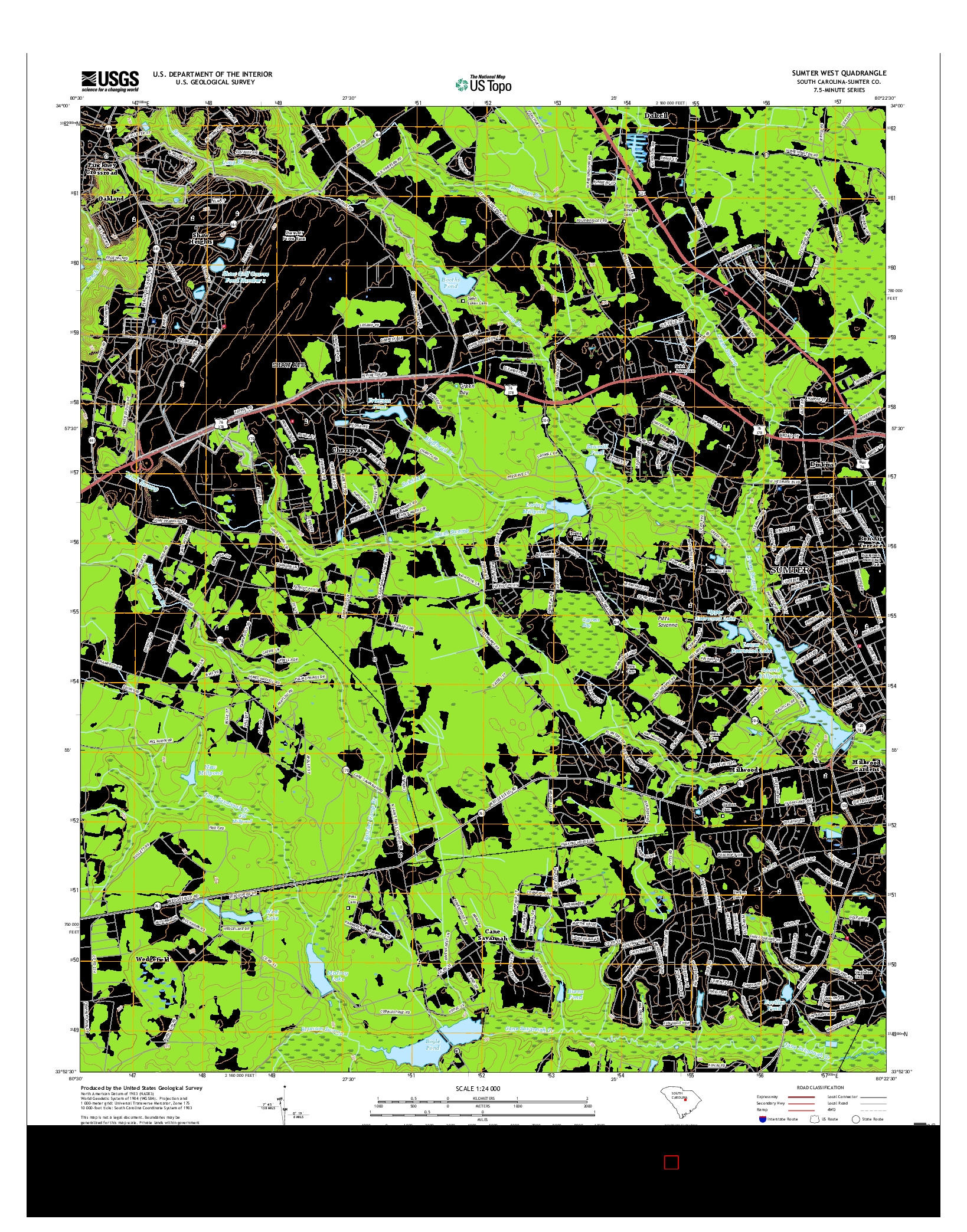 USGS US TOPO 7.5-MINUTE MAP FOR SUMTER WEST, SC 2017