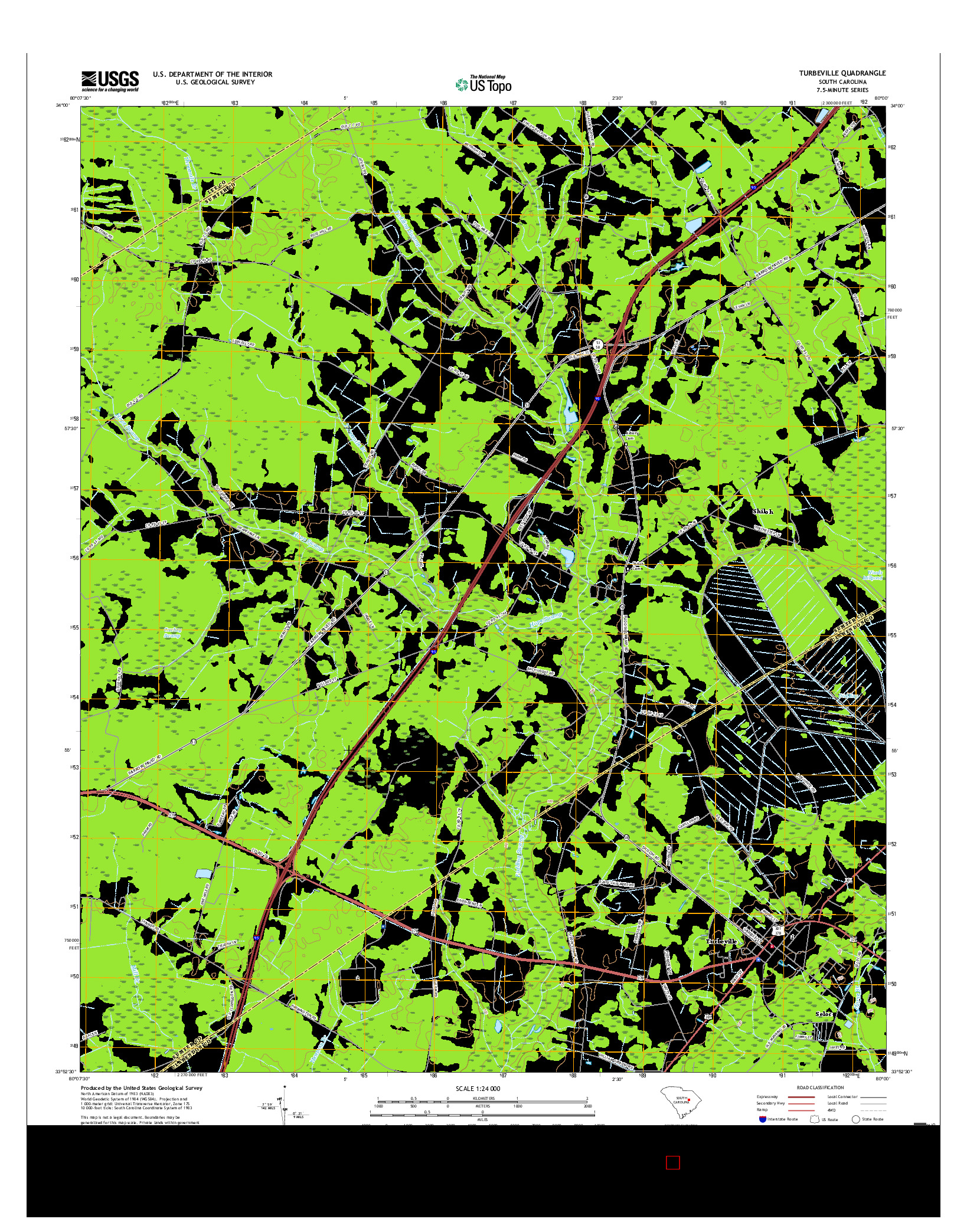 USGS US TOPO 7.5-MINUTE MAP FOR TURBEVILLE, SC 2017