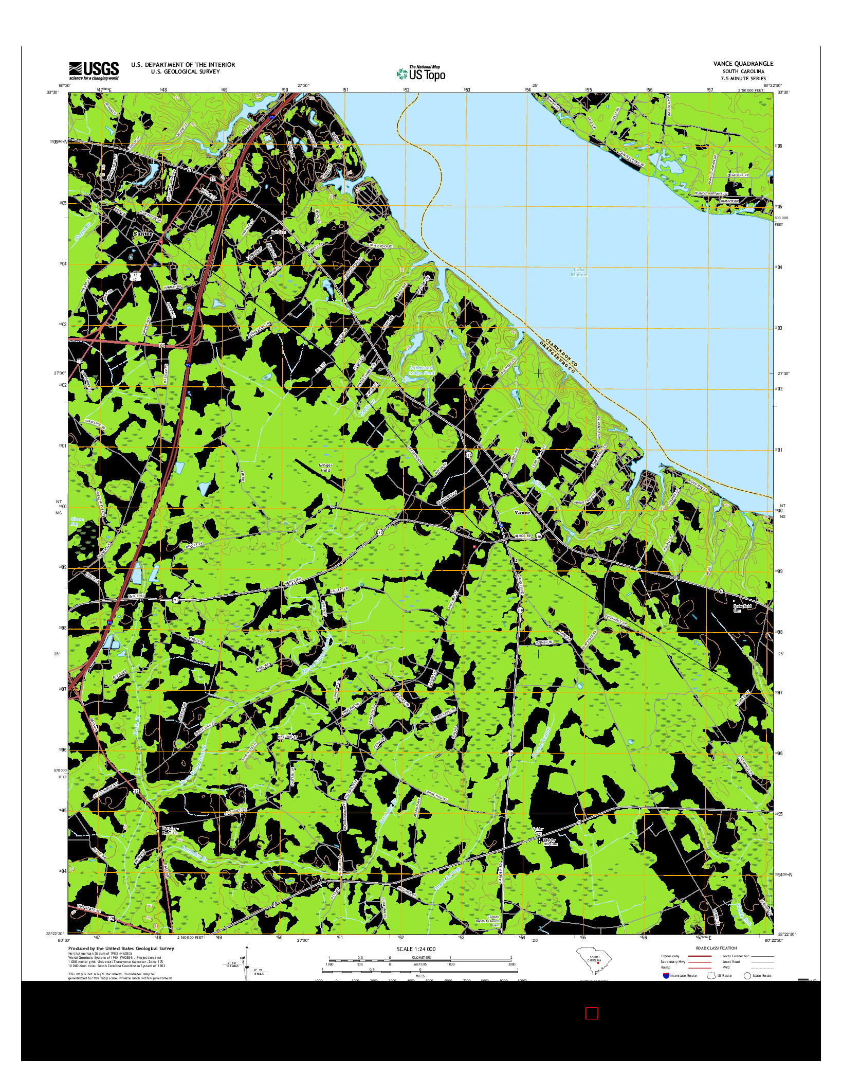 USGS US TOPO 7.5-MINUTE MAP FOR VANCE, SC 2017