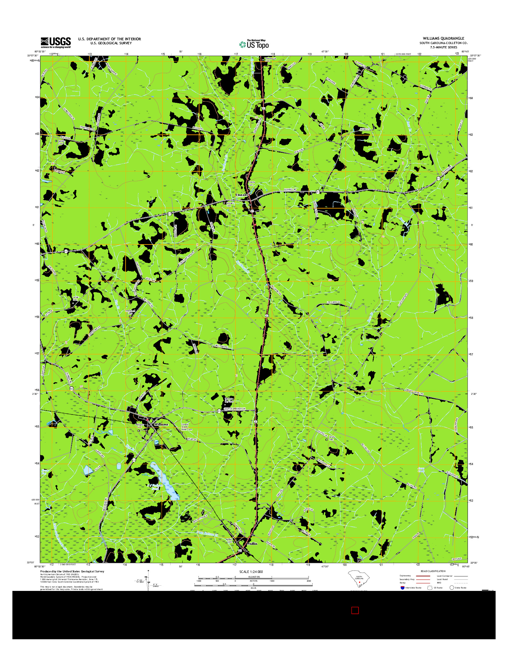 USGS US TOPO 7.5-MINUTE MAP FOR WILLIAMS, SC 2017