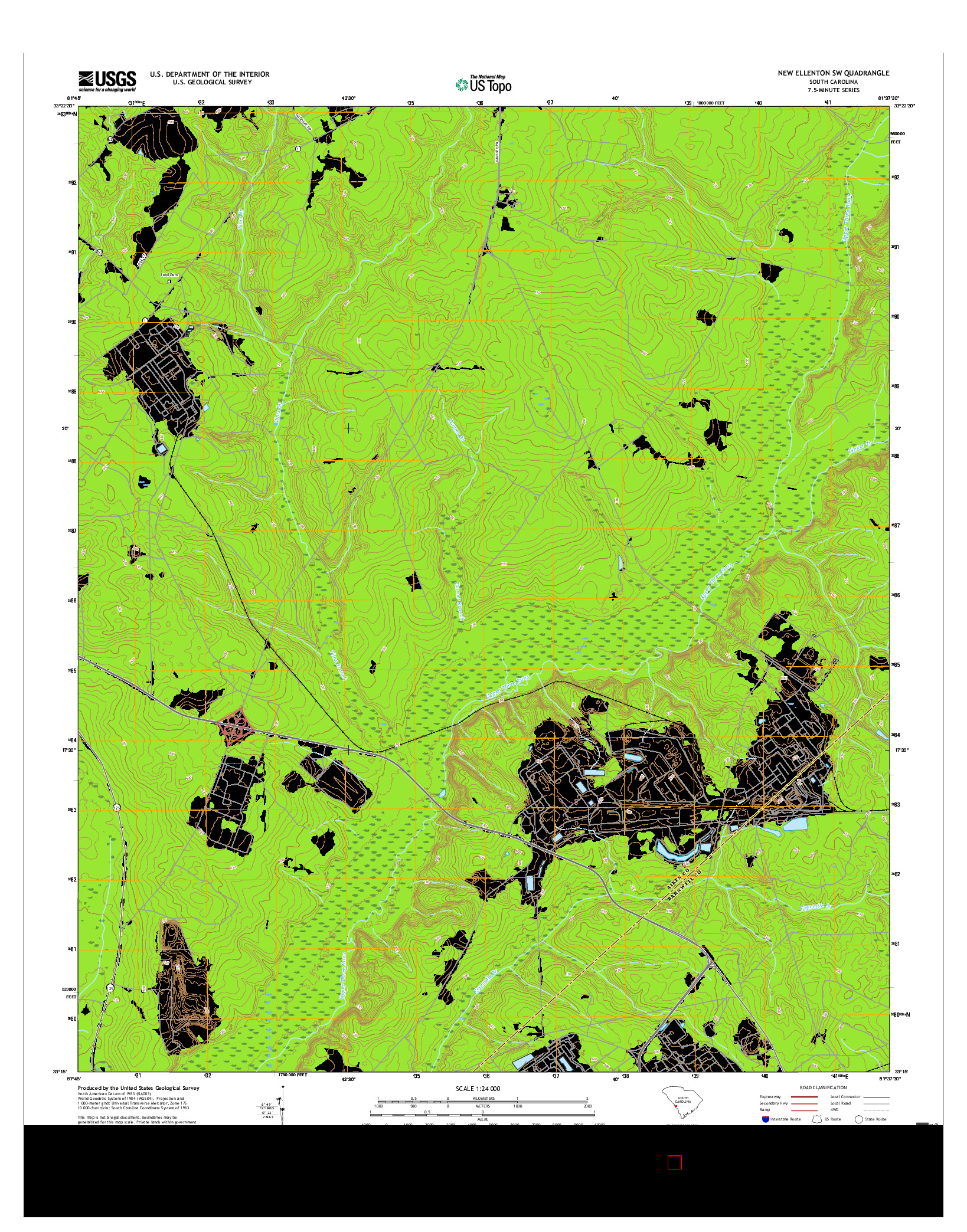 USGS US TOPO 7.5-MINUTE MAP FOR NEW ELLENTON SW, SC 2017