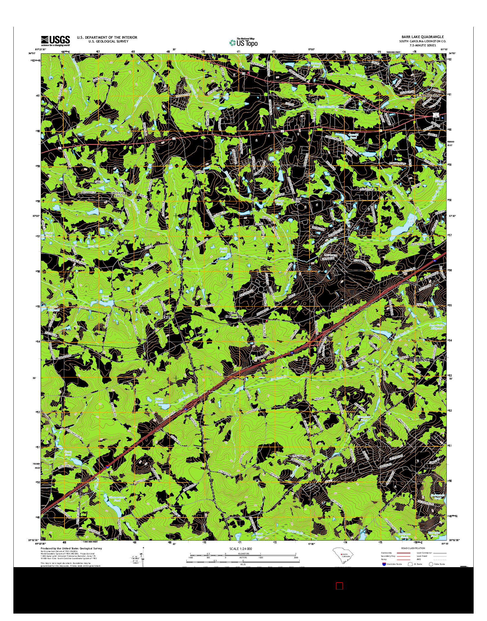 USGS US TOPO 7.5-MINUTE MAP FOR BARR LAKE, SC 2017