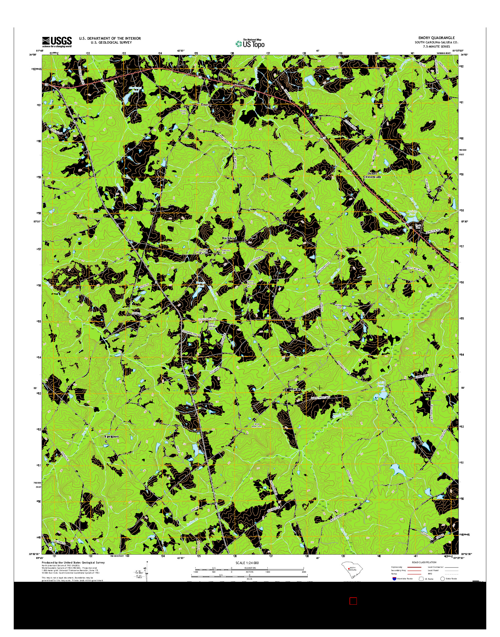 USGS US TOPO 7.5-MINUTE MAP FOR EMORY, SC 2017