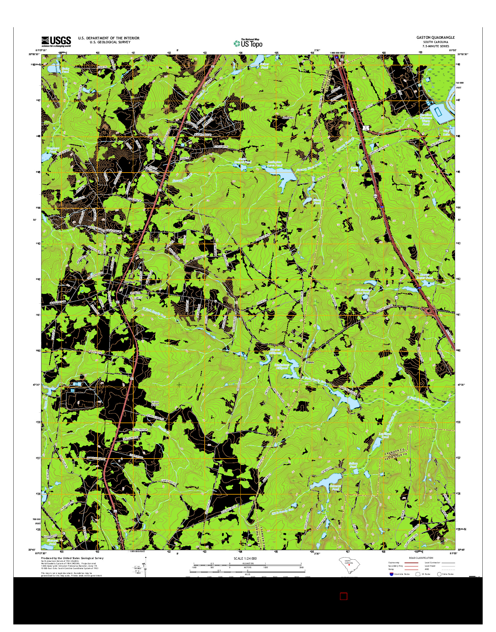 USGS US TOPO 7.5-MINUTE MAP FOR GASTON, SC 2017