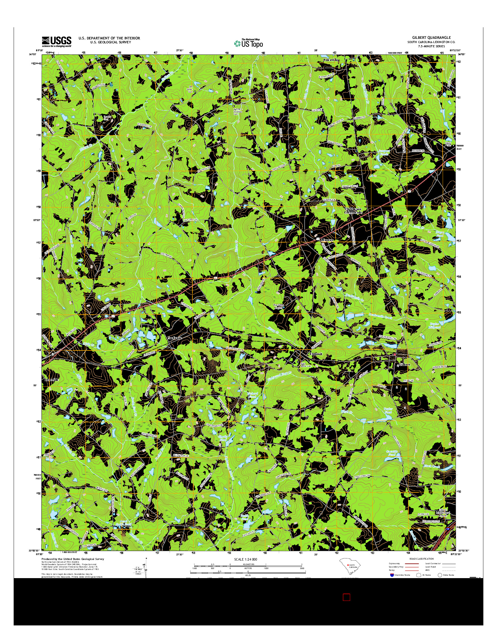 USGS US TOPO 7.5-MINUTE MAP FOR GILBERT, SC 2017