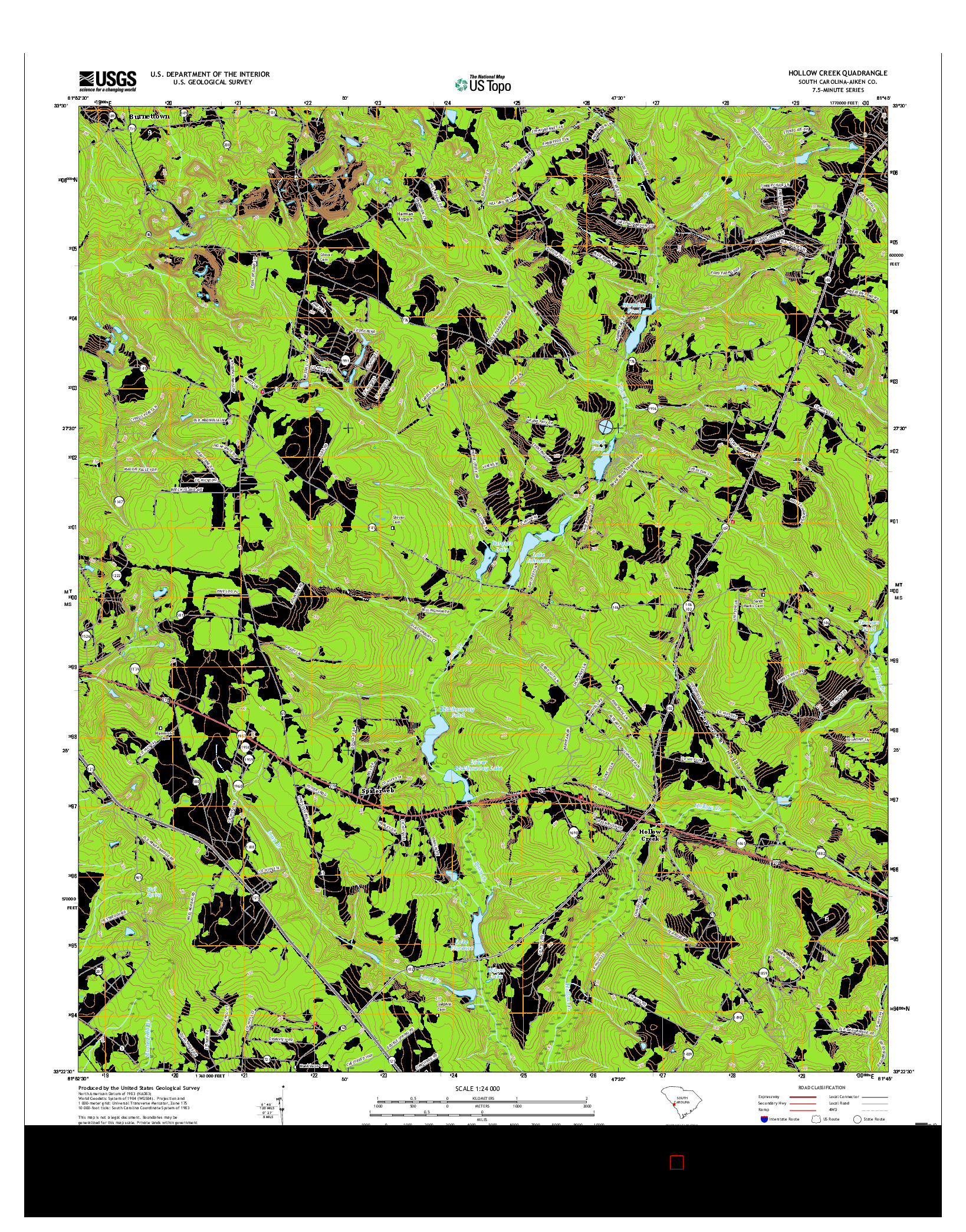 USGS US TOPO 7.5-MINUTE MAP FOR HOLLOW CREEK, SC 2017