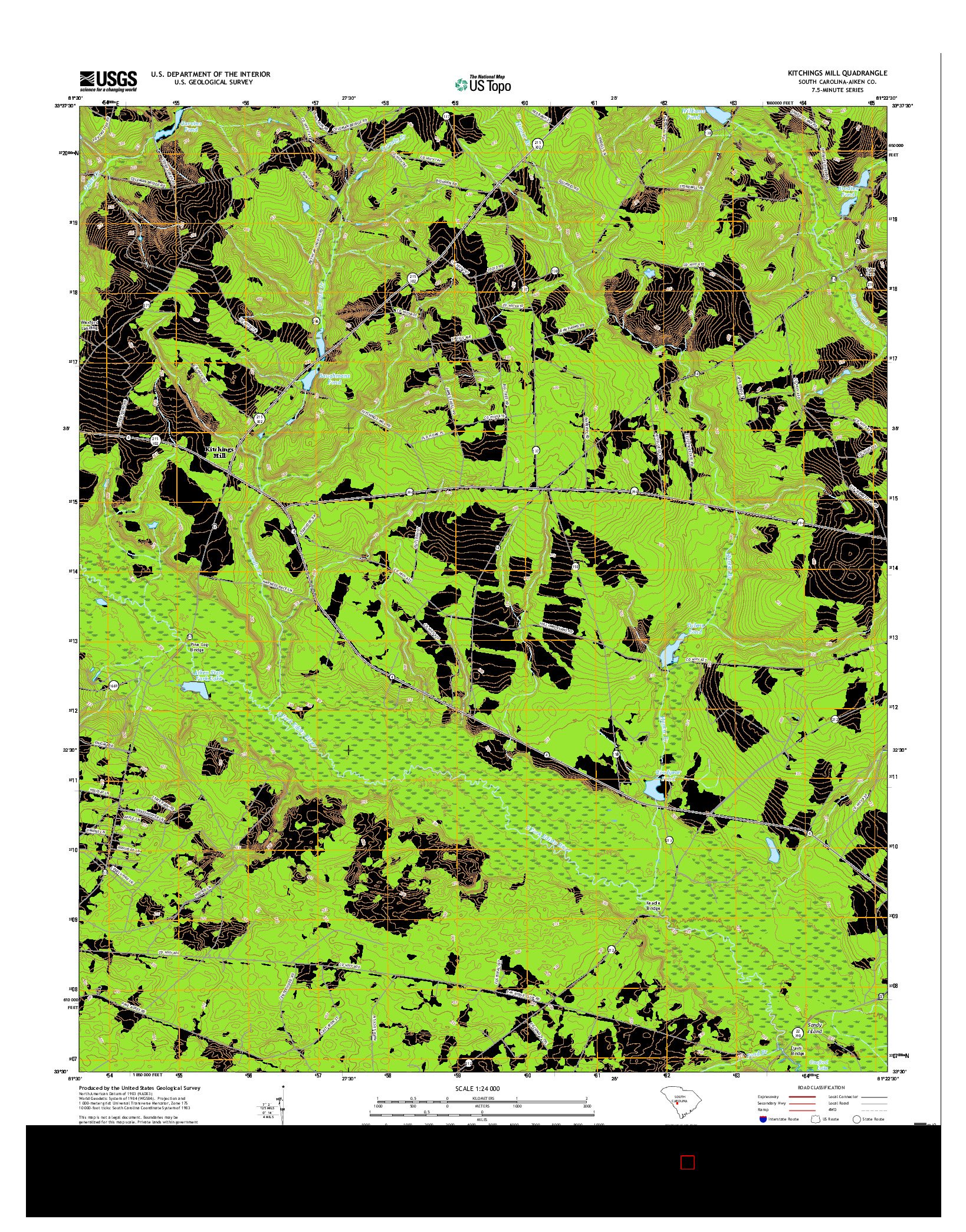 USGS US TOPO 7.5-MINUTE MAP FOR KITCHINGS MILL, SC 2017