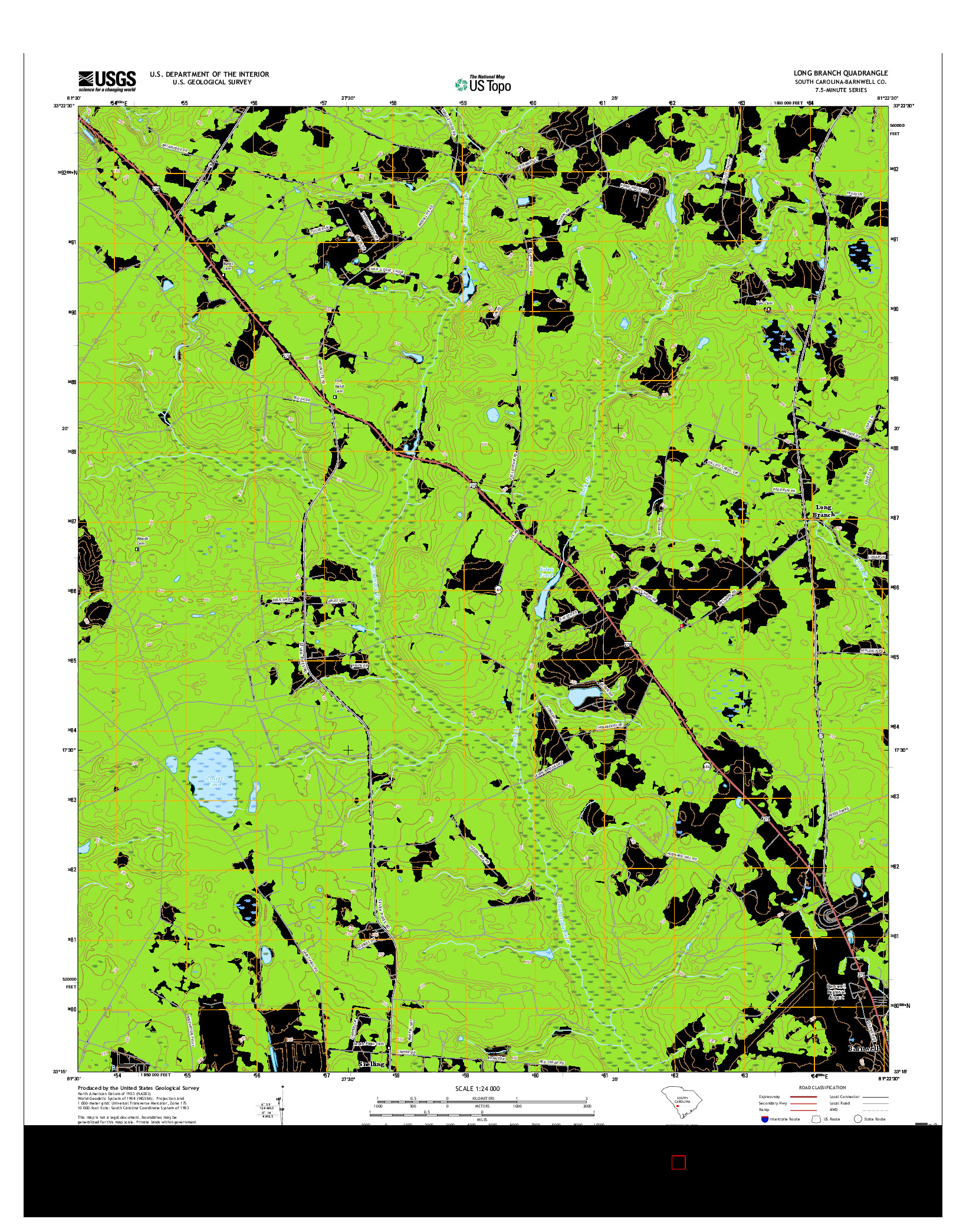 USGS US TOPO 7.5-MINUTE MAP FOR LONG BRANCH, SC 2017