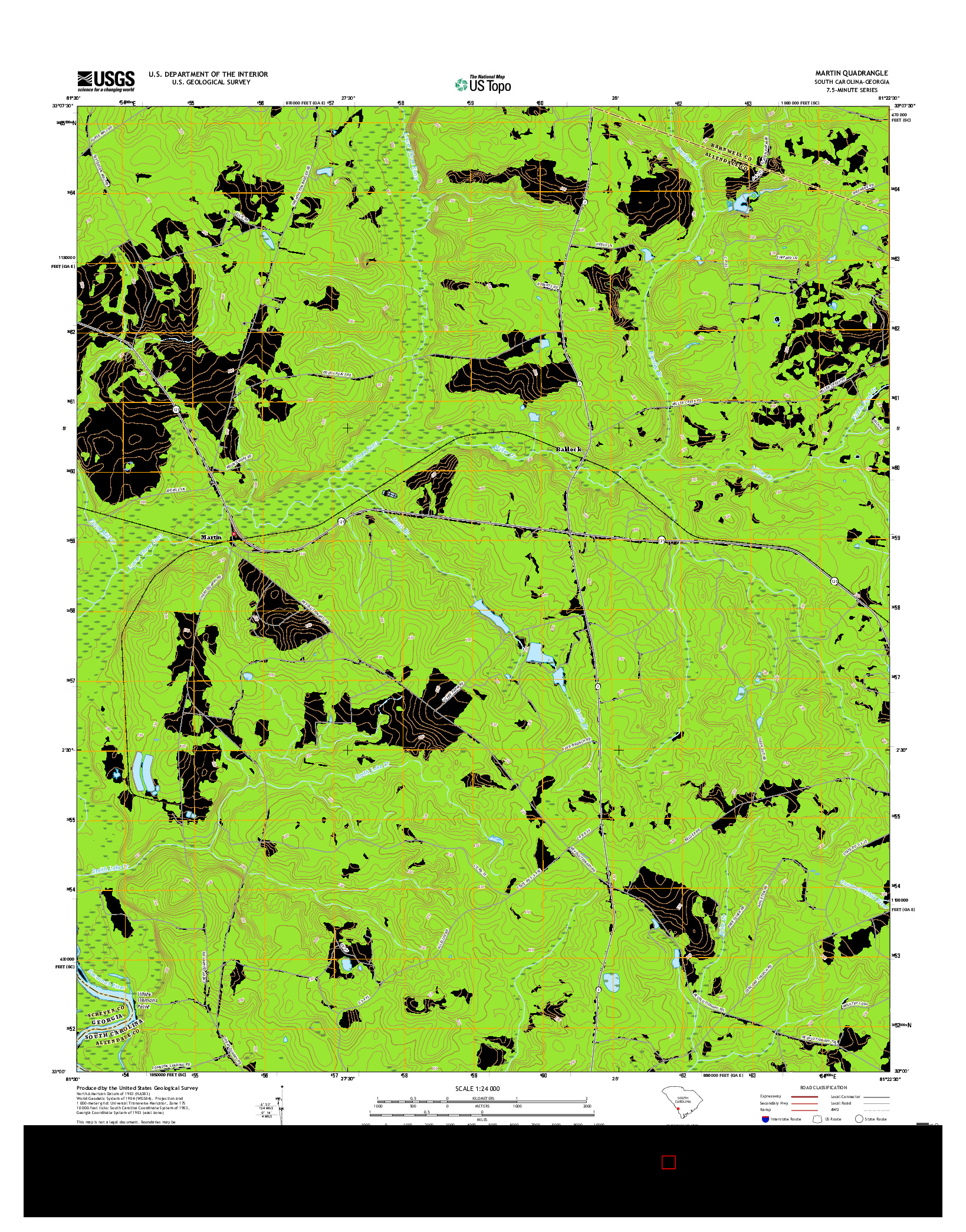 USGS US TOPO 7.5-MINUTE MAP FOR MARTIN, SC-GA 2017