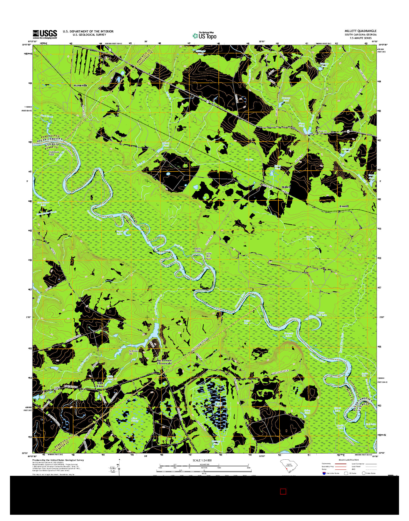 USGS US TOPO 7.5-MINUTE MAP FOR MILLETT, SC-GA 2017