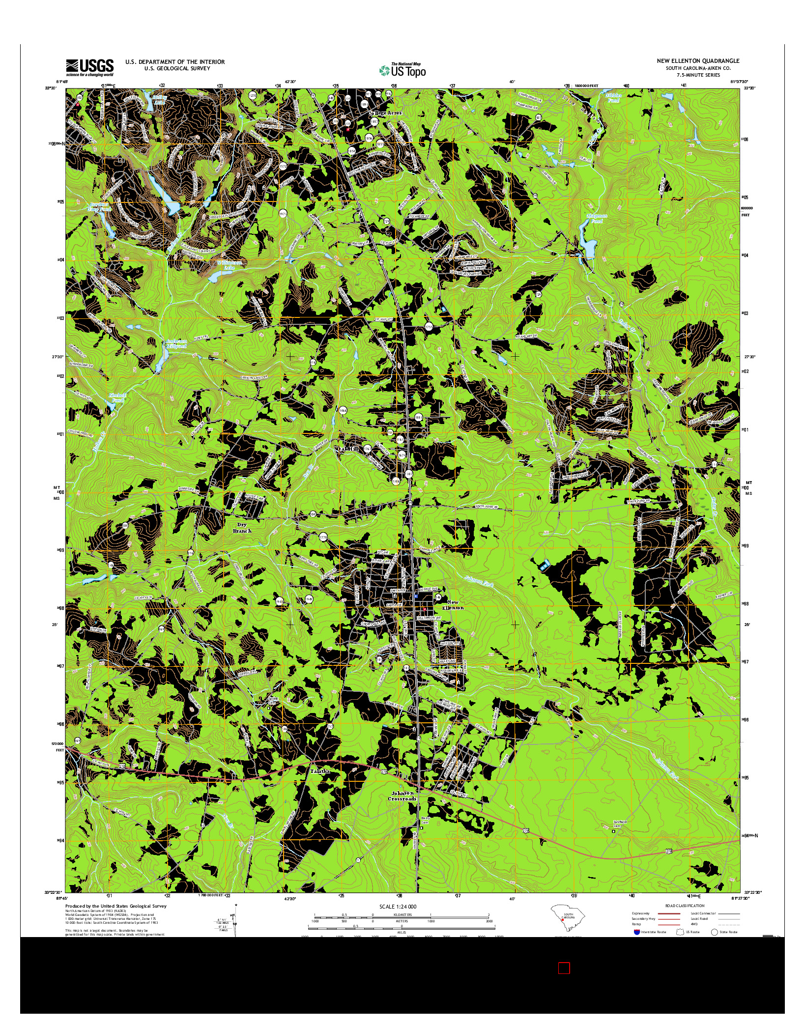 USGS US TOPO 7.5-MINUTE MAP FOR NEW ELLENTON, SC 2017