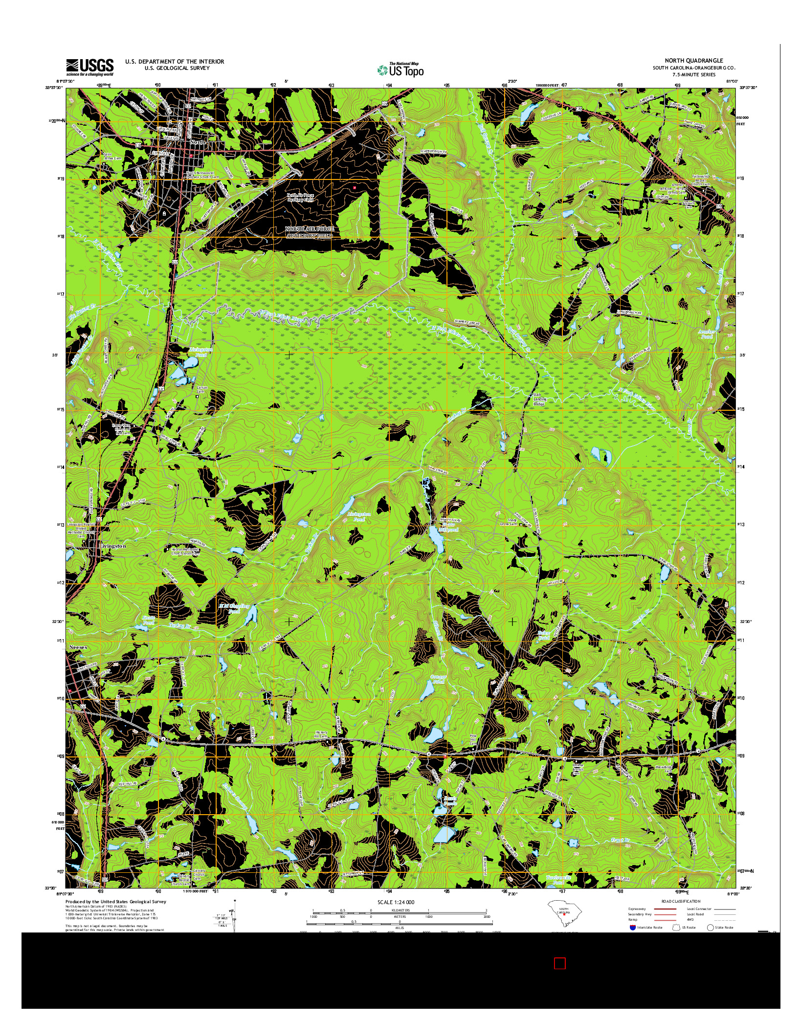 USGS US TOPO 7.5-MINUTE MAP FOR NORTH, SC 2017