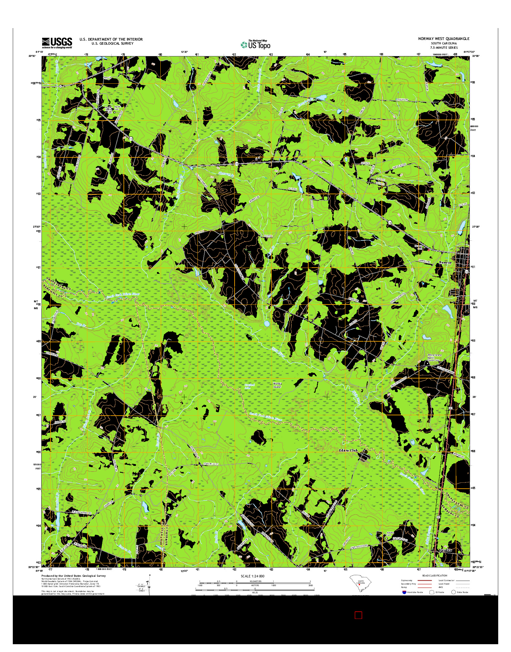 USGS US TOPO 7.5-MINUTE MAP FOR NORWAY WEST, SC 2017