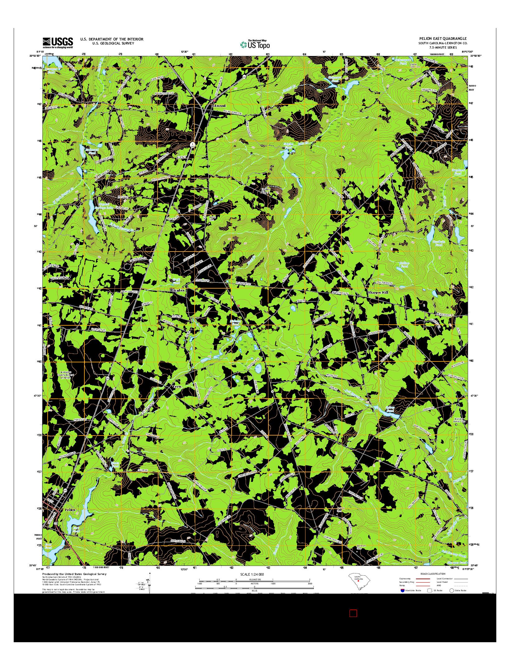 USGS US TOPO 7.5-MINUTE MAP FOR PELION EAST, SC 2017