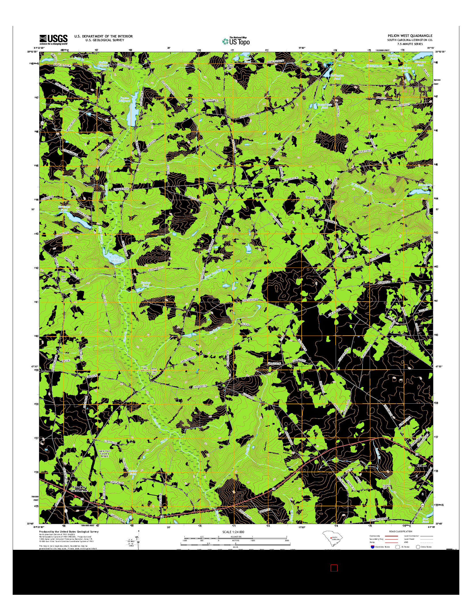 USGS US TOPO 7.5-MINUTE MAP FOR PELION WEST, SC 2017