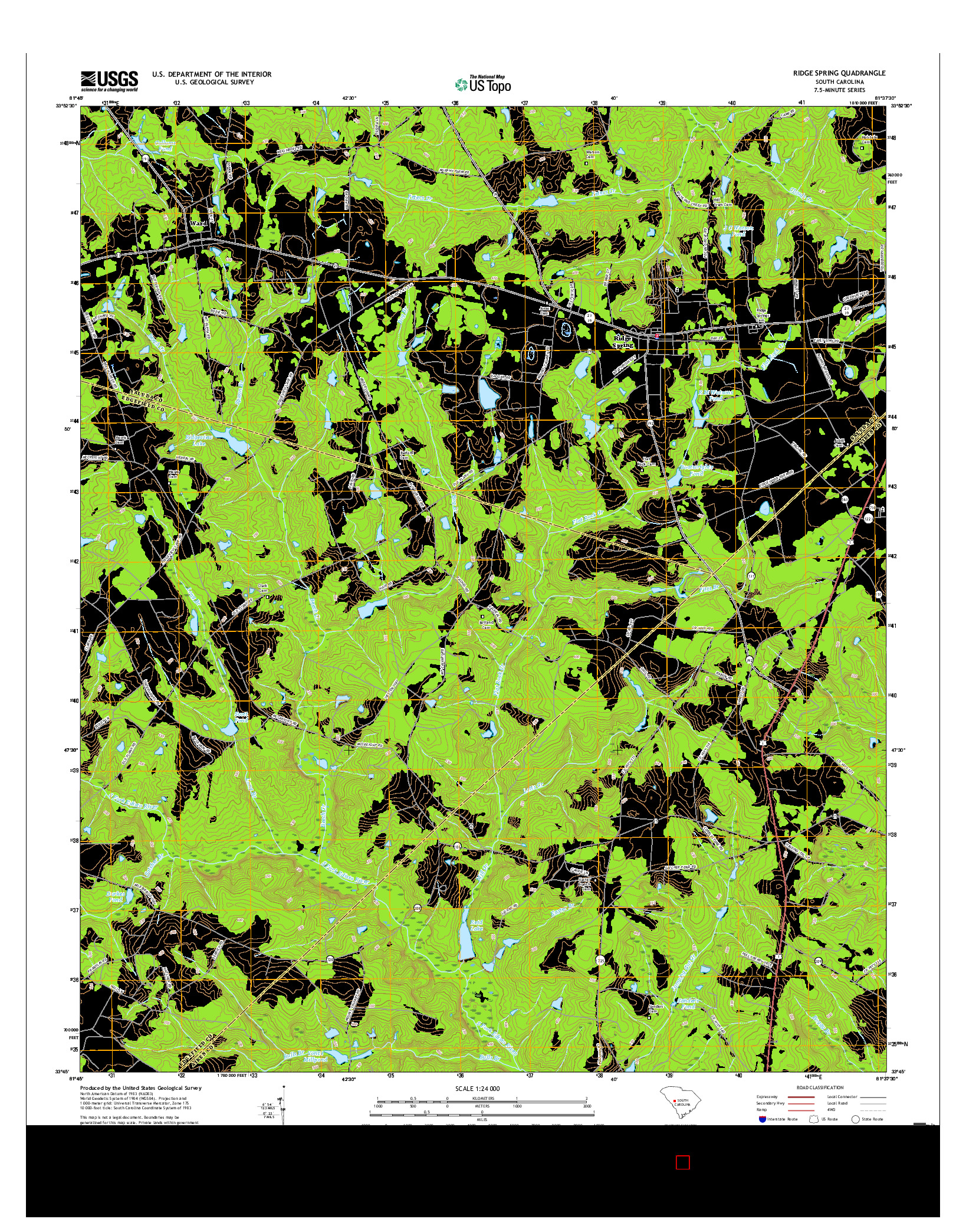 USGS US TOPO 7.5-MINUTE MAP FOR RIDGE SPRING, SC 2017