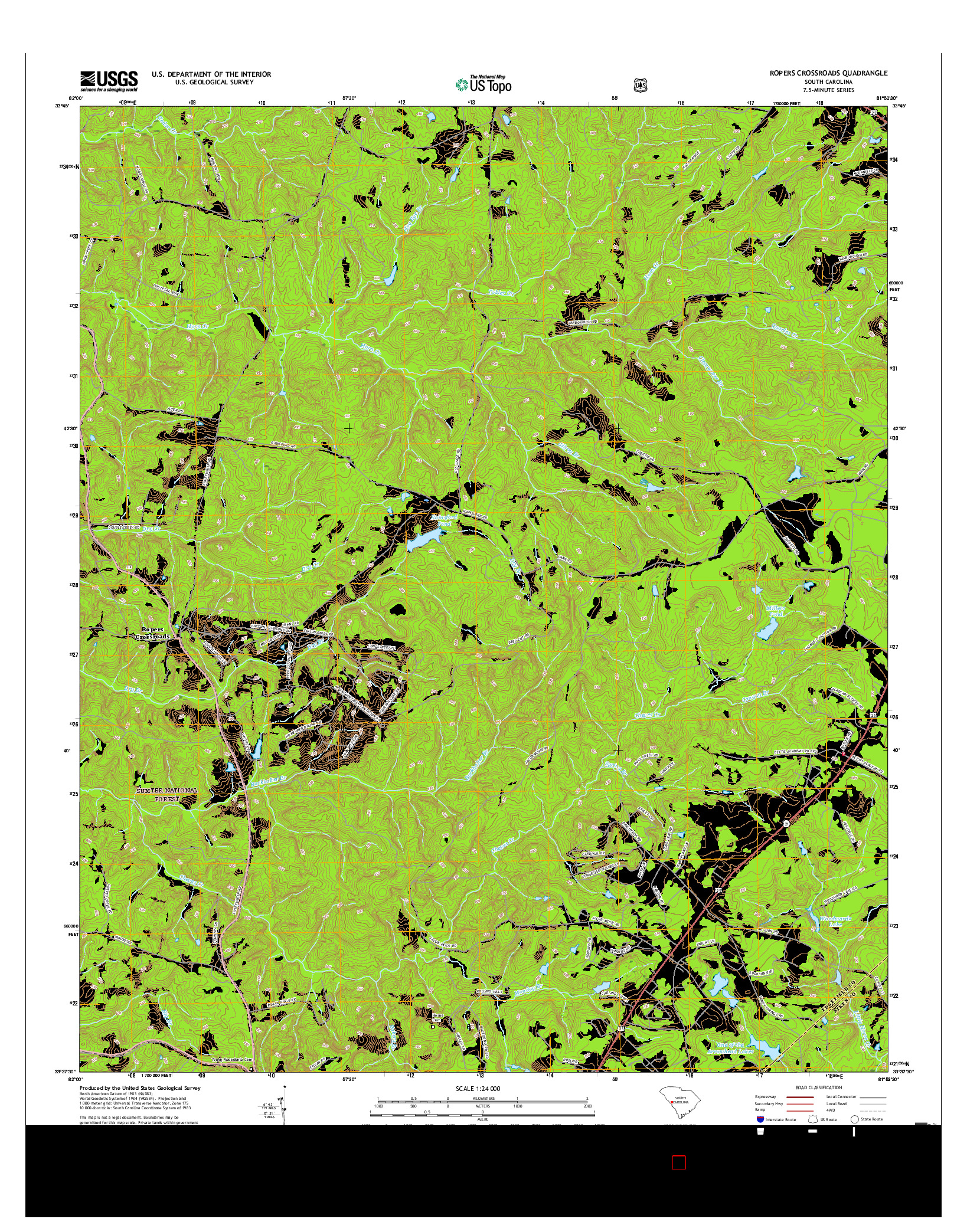 USGS US TOPO 7.5-MINUTE MAP FOR ROPERS CROSSROADS, SC 2017