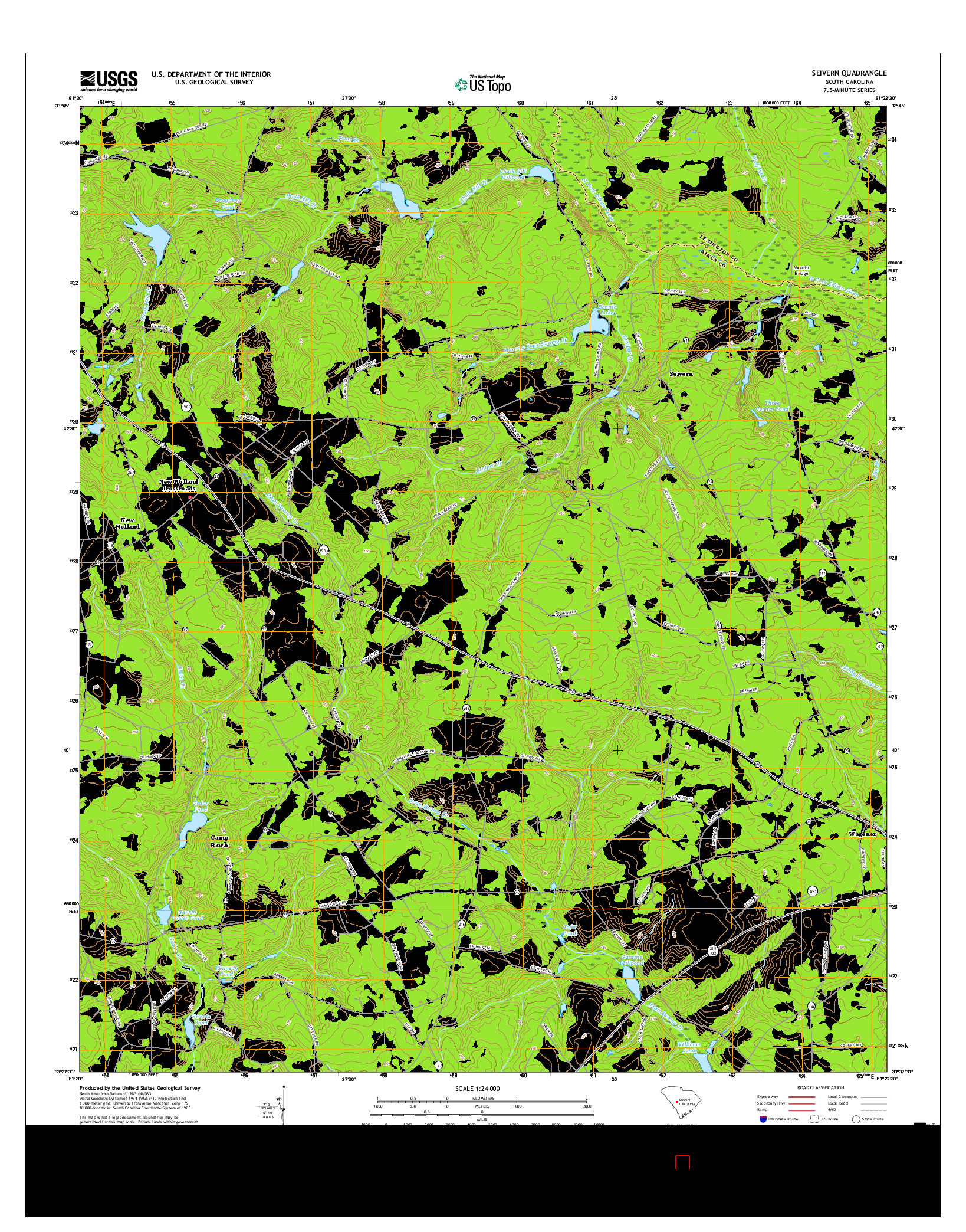 USGS US TOPO 7.5-MINUTE MAP FOR SEIVERN, SC 2017