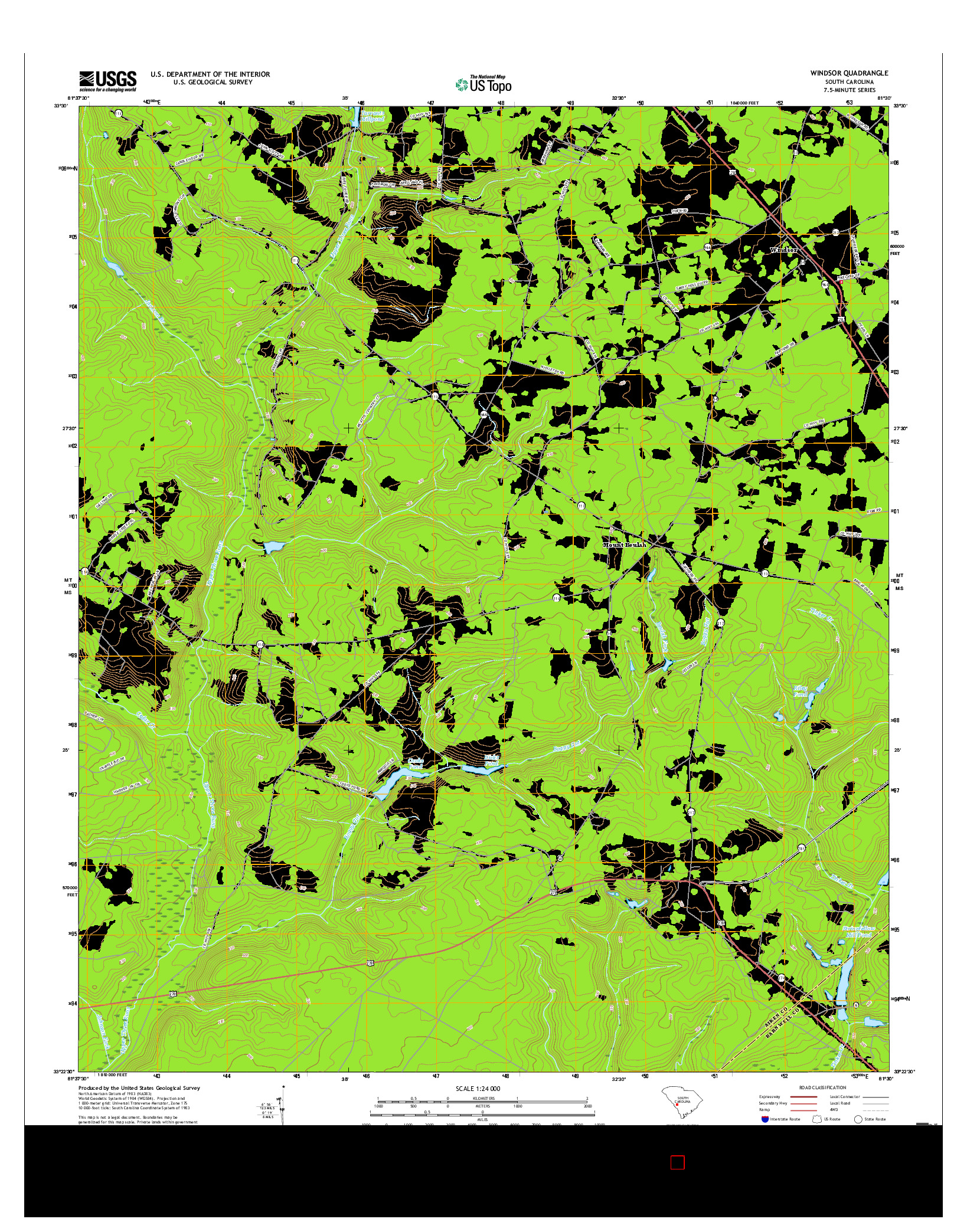 USGS US TOPO 7.5-MINUTE MAP FOR WINDSOR, SC 2017